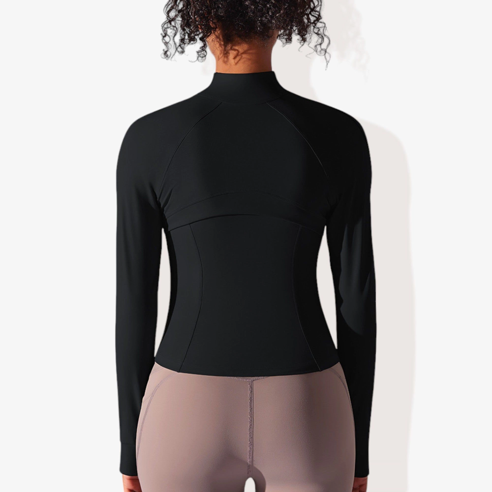 Anna-Kaci Women's Stretchy Long Sleeve High Neck Zip Pocket Sports Jacket