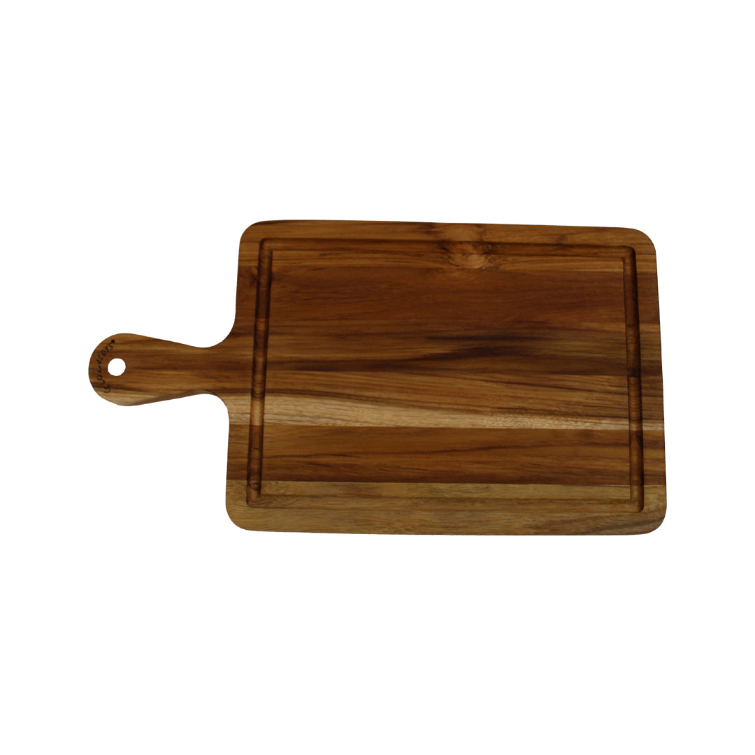 EcoDecors 15.5" x 8.5" Teak Edge-Grain Cutting Board with Handle