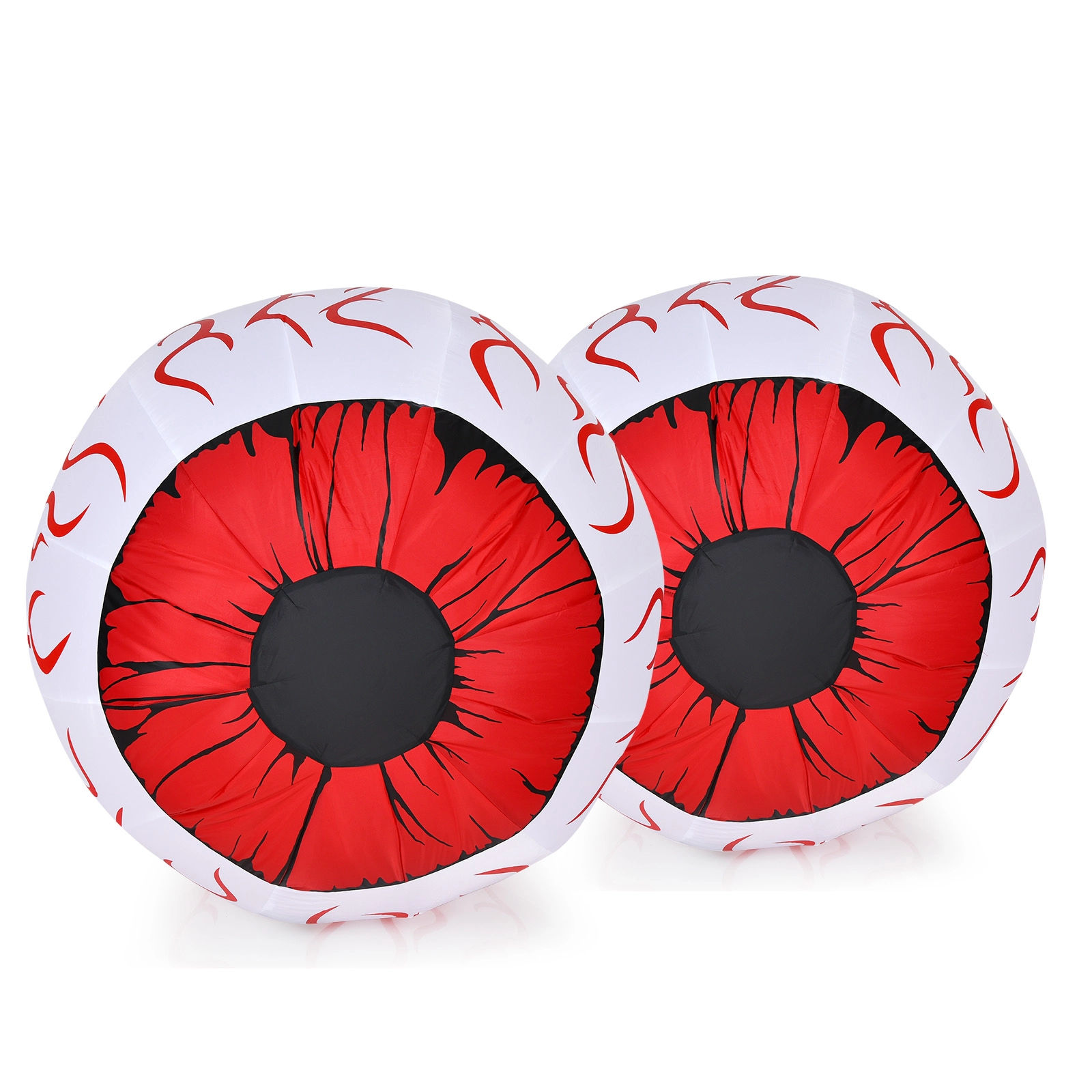 Glintex 2-Pack 3-Ft Halloween Inflatable Eyeballs with Red LED Lights, Red