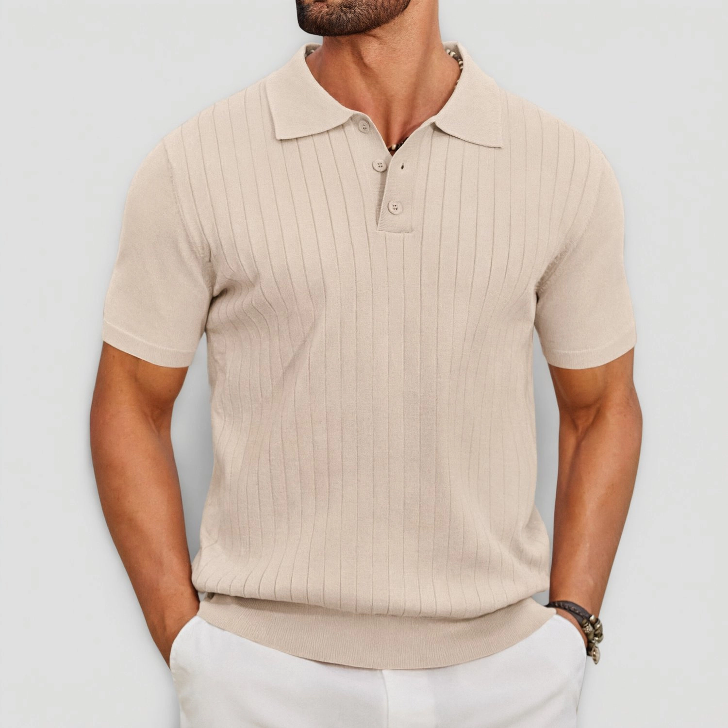 COOFANDY Burgundy Ribbed Polo Shirt Short Sleeve Button Collar Casual Tops