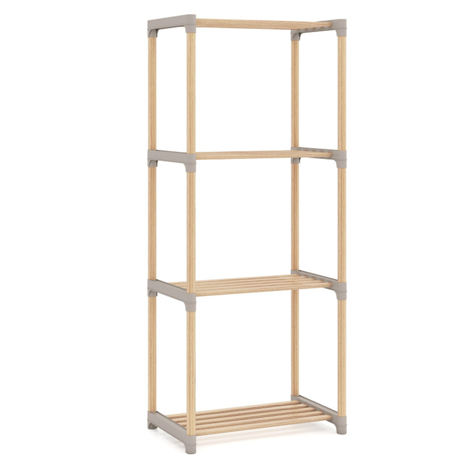 SUGIFT Natural Pine Wood Open Shelves Home Office Bookshelf