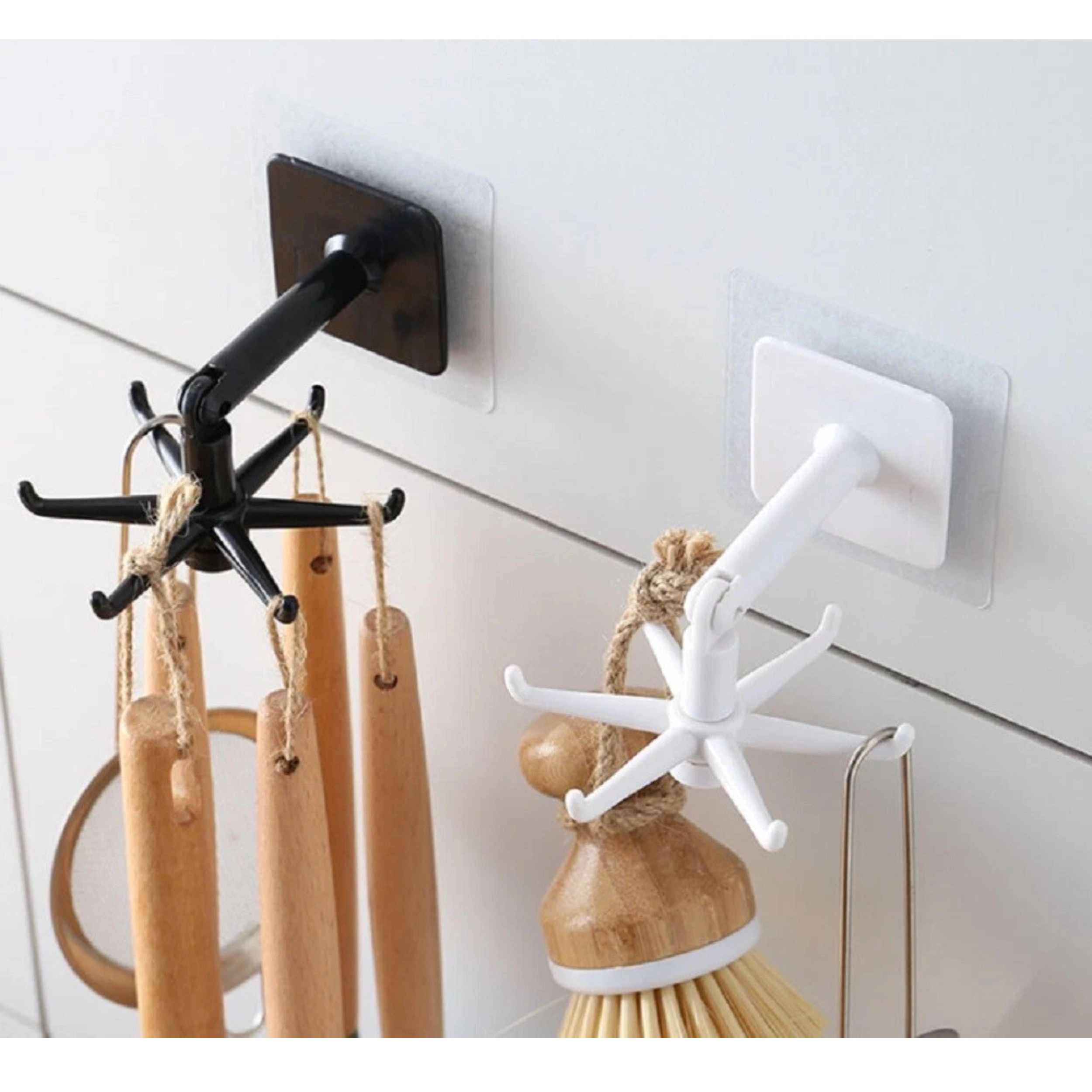 Home Collection 360° Rotating 6-Claw Utility Hook Self-Adhesive Wall Hanger