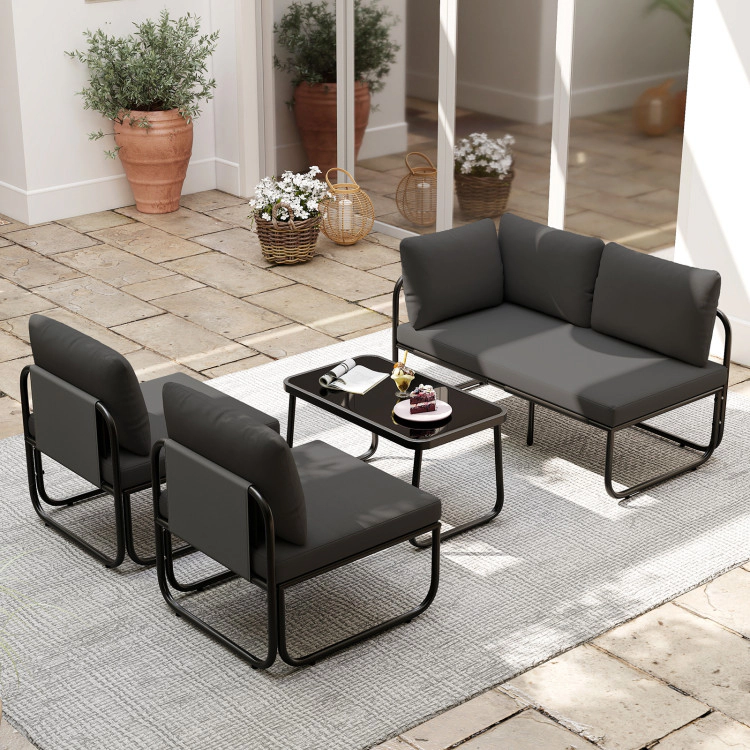 Hivvago 4 Pieces Patio Furniture Set With Cushions And Coffee Table