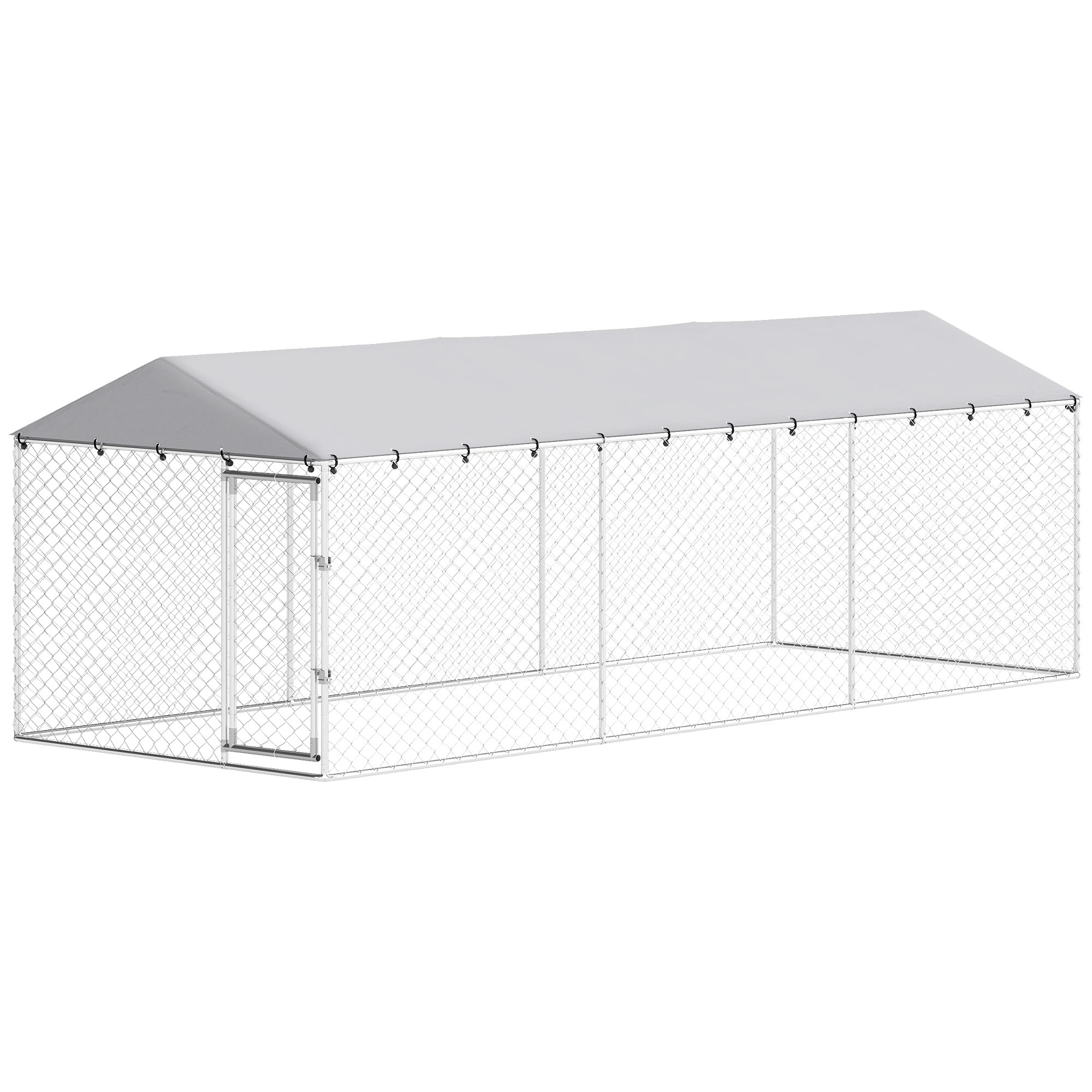 HONGGE Dog Kennel Outdoor for Small Medium Large Dogs with Waterproof Roof, Silver