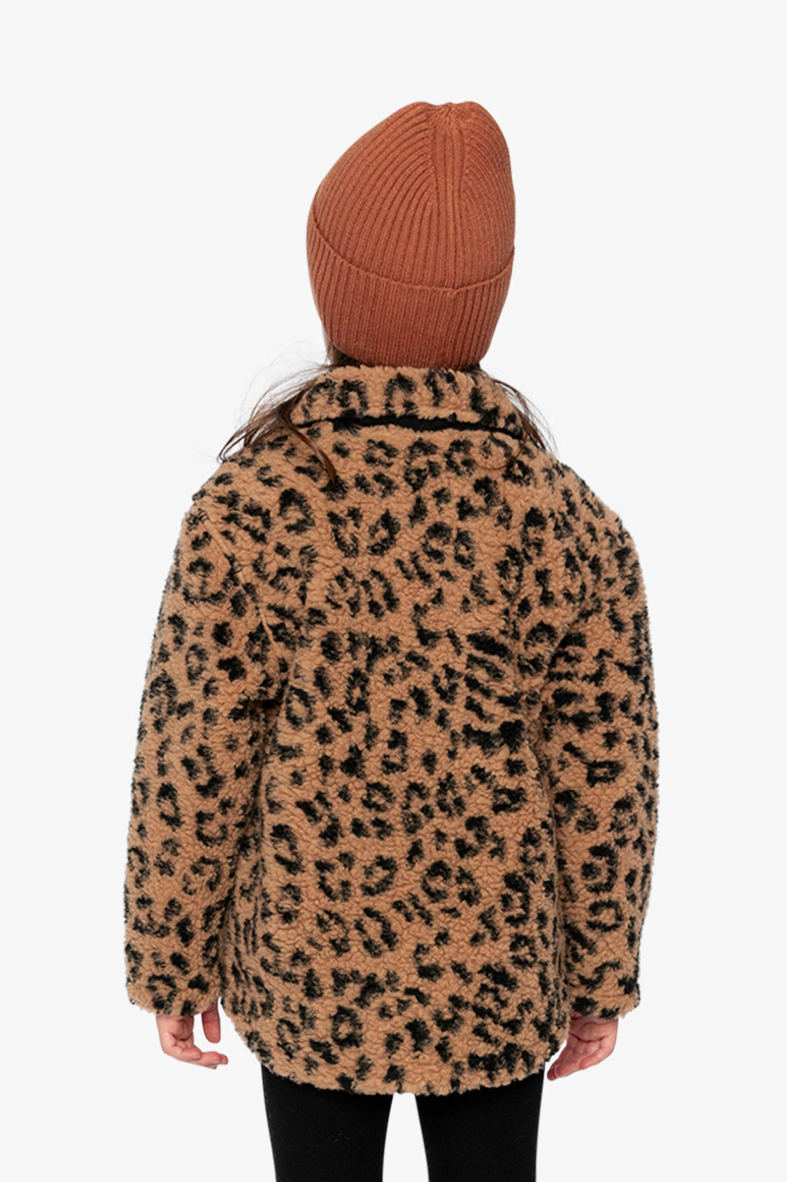 Deux par Girls Leopard Print Zipped Sherpa Overshirt with Chest Pockets
