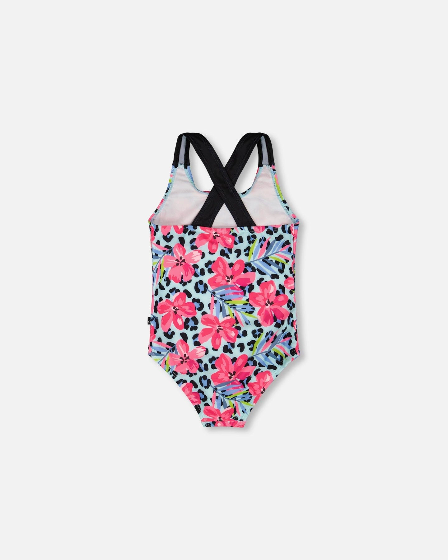 Deux par Deux Girls One-Piece Swimsuit Floral and Leopard Print