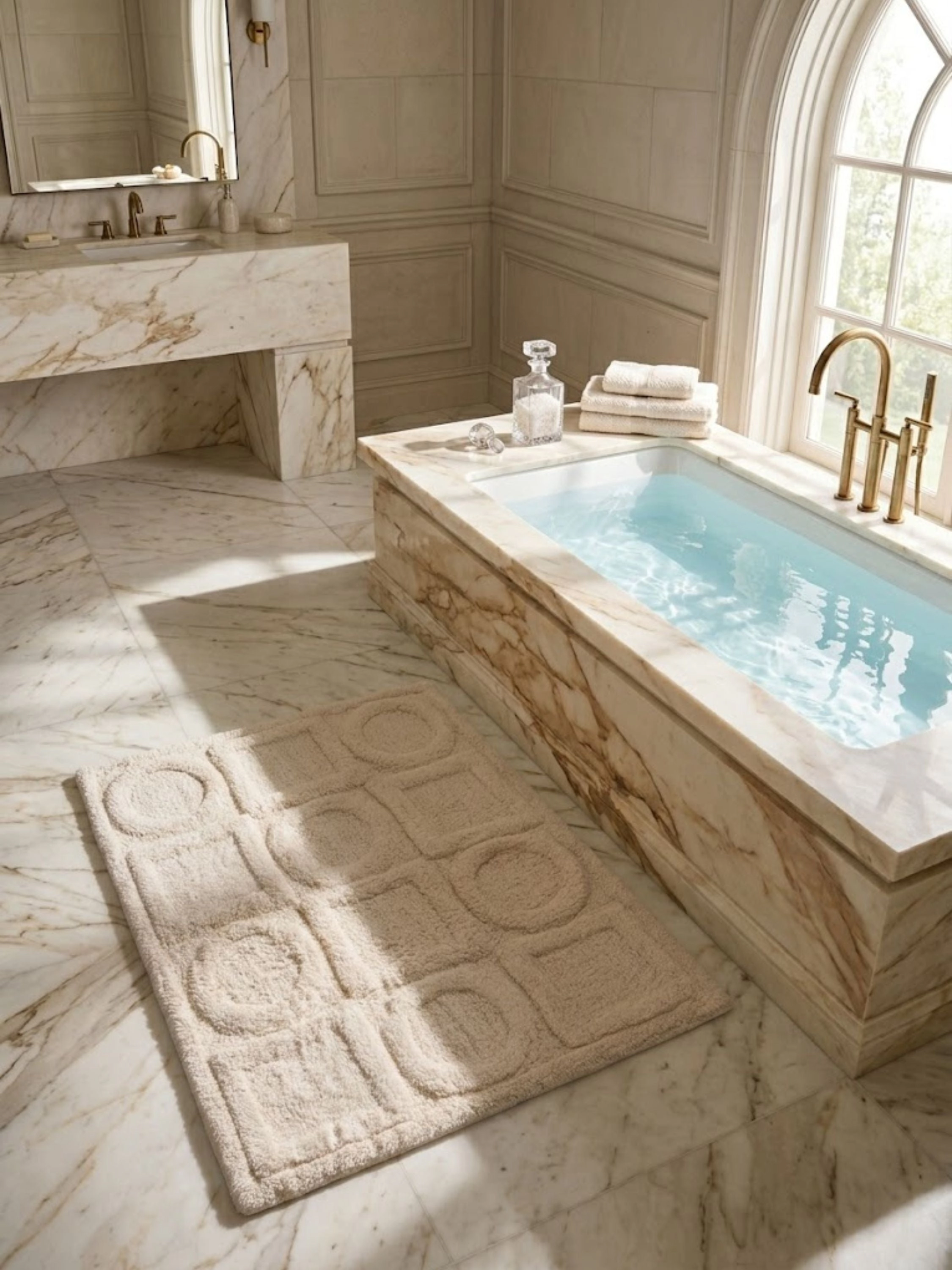 GAURI KOHLI Almaty Ivory Bath Mat