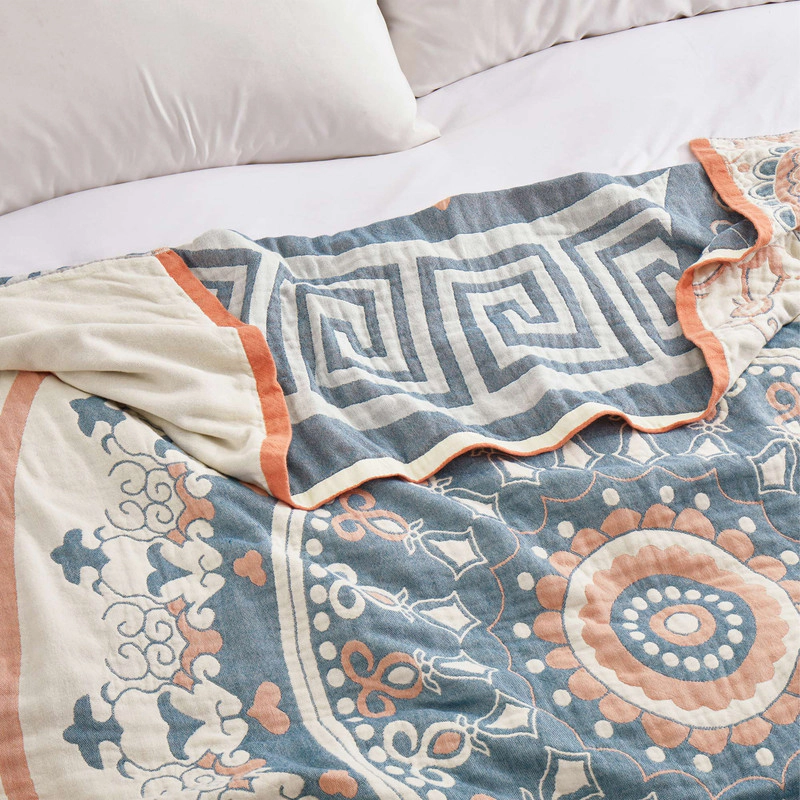 Unikome Super Soft Breathable Cotton Throw Blanket - Lightweight Textured Blanket, 60x80"
