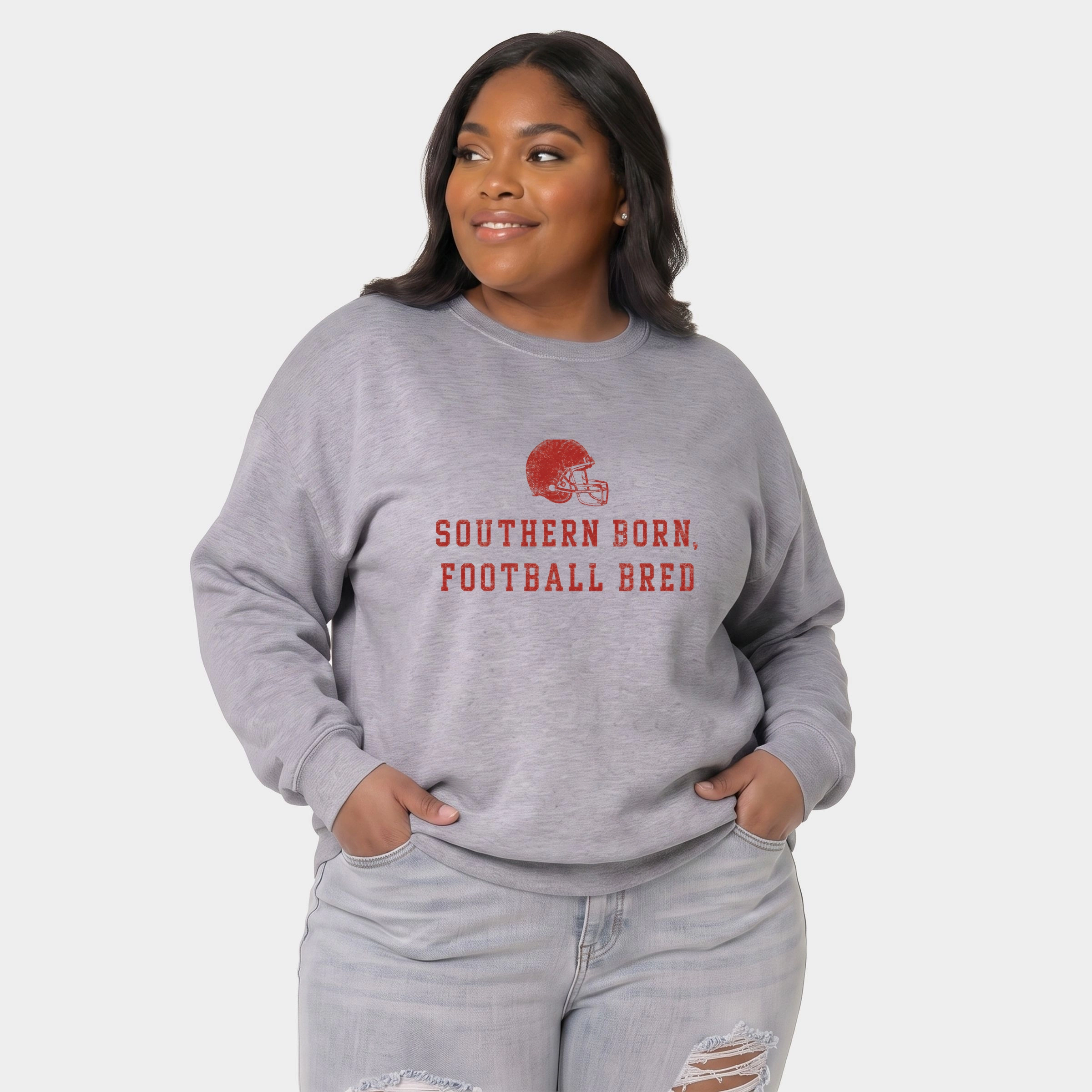 Simply Sage Market - Women's Plus Sized Graphic Sweatshirt Southern Born Football Bred