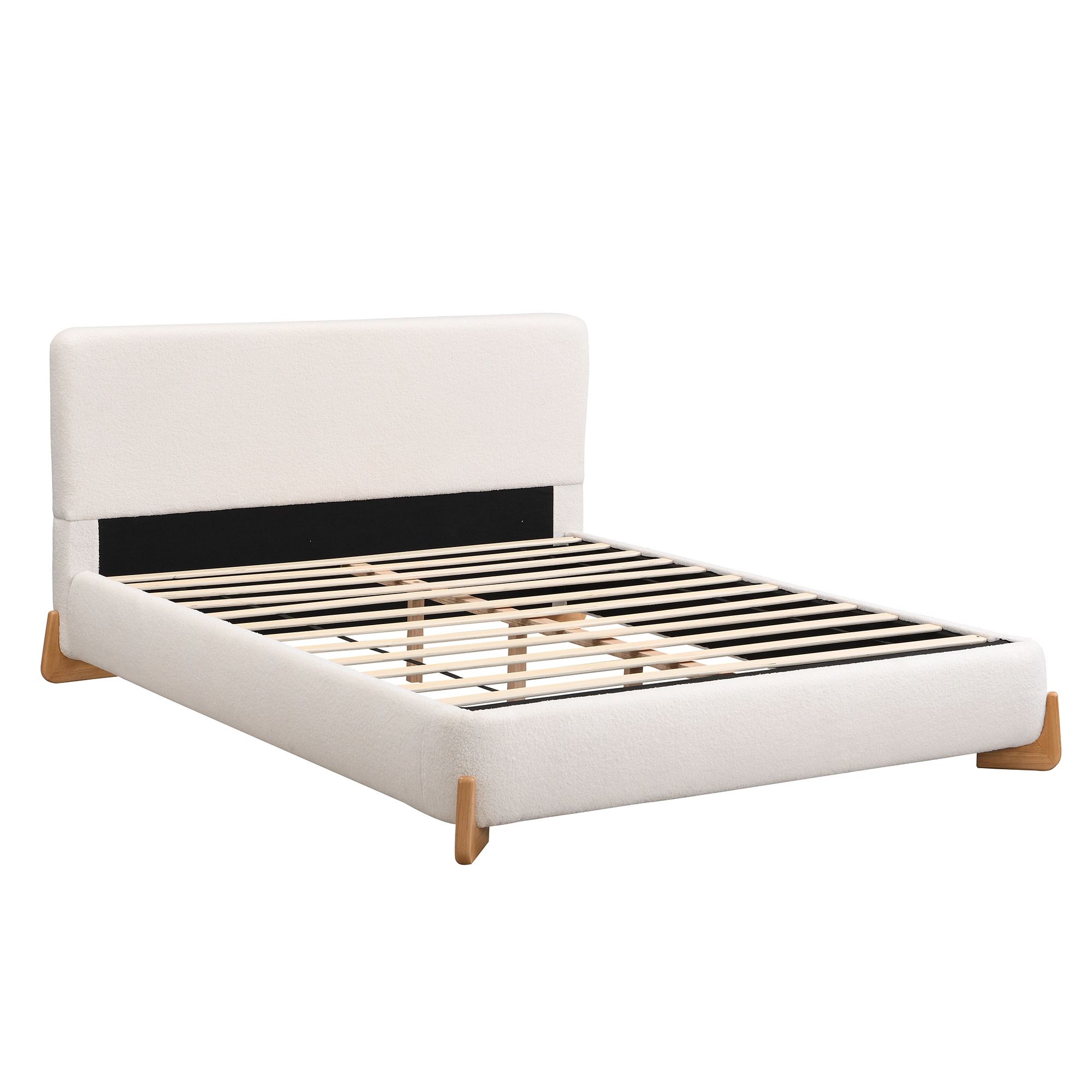 Flynama Full Boucle Upholstered Bed, Luxurious Comfortable Bedroom Centerpiece, White