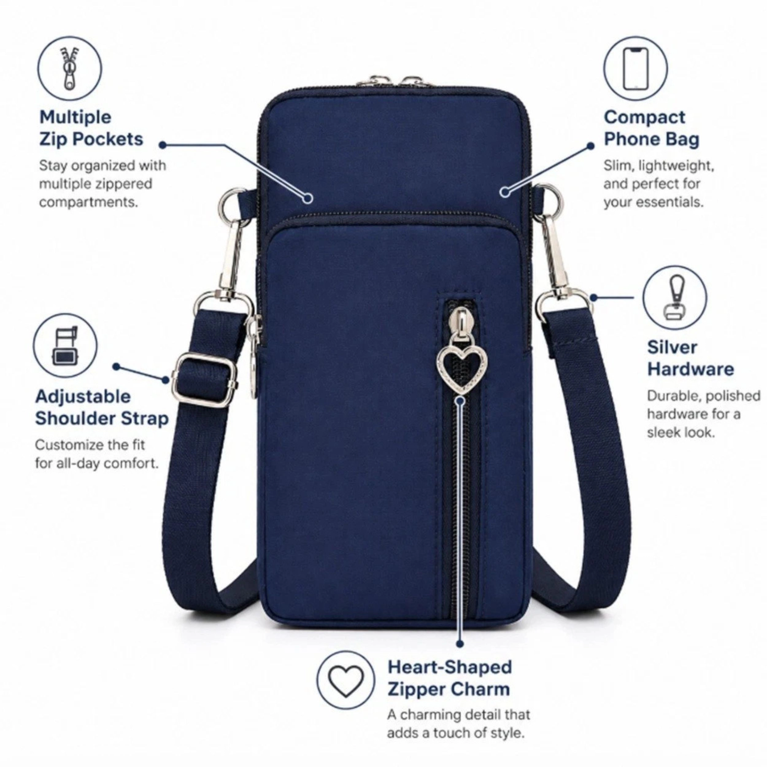 Home Collection Mini Crossbody Cell Phone Bag Compact Shoulder Wallet Pouch