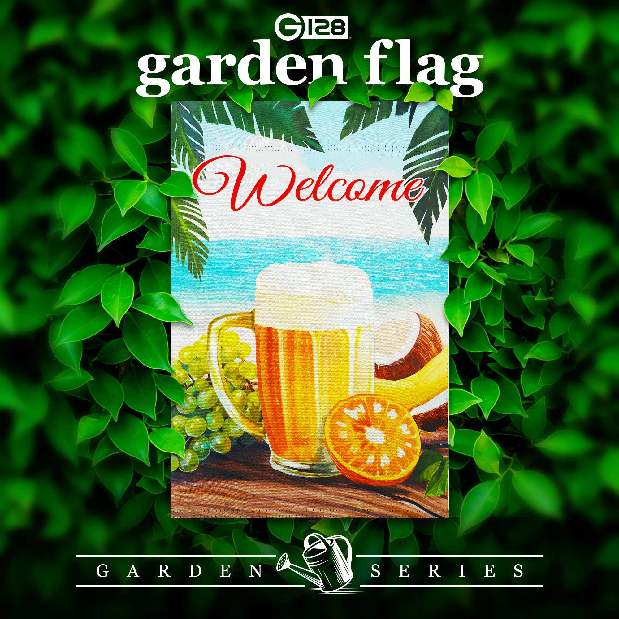 G128 Welcome Beach Drink Garden Flag 12x18 in Double-Sided Blockout Polyester