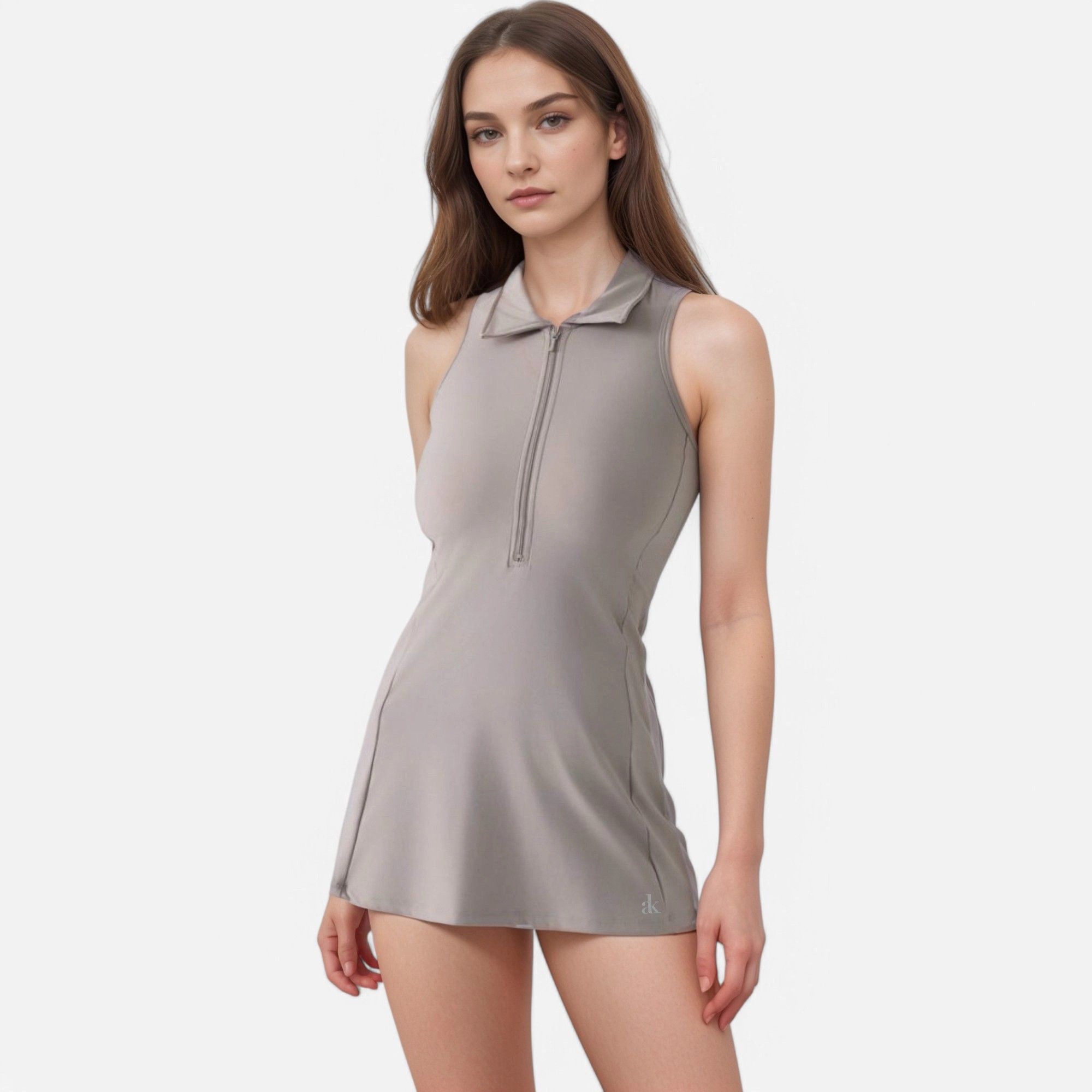 Anna-Kaci Women's Sleeveless Collared Sports Dress with Zip Front and Fitted Performance Design