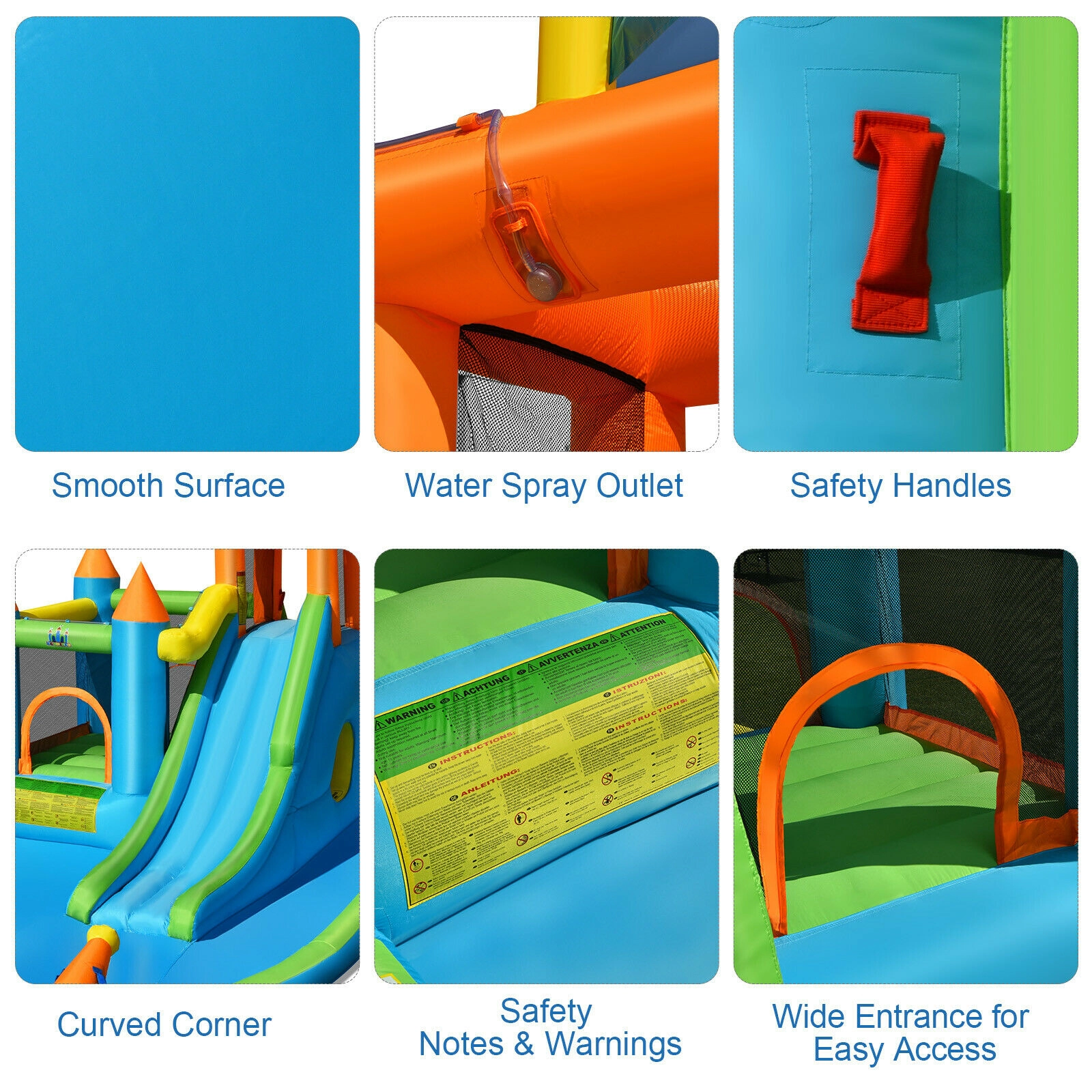 Hivvago Inflatable Water Slide Kids Bounce House Splash Water Pool with 735W Blower