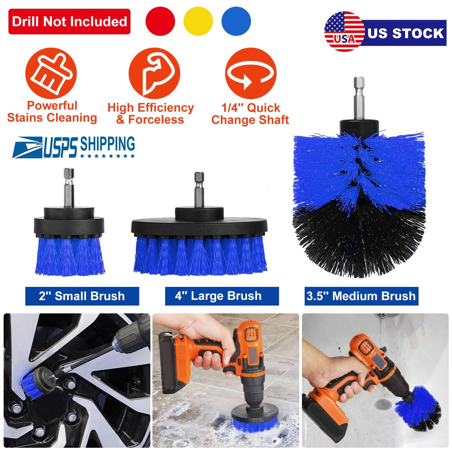 GBruno 3-Piece Drill Brush Power Scrubber Set