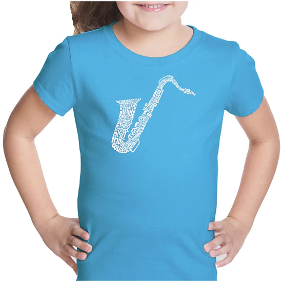 LA Pop Art Girls Word Art T-Shirt - Sax