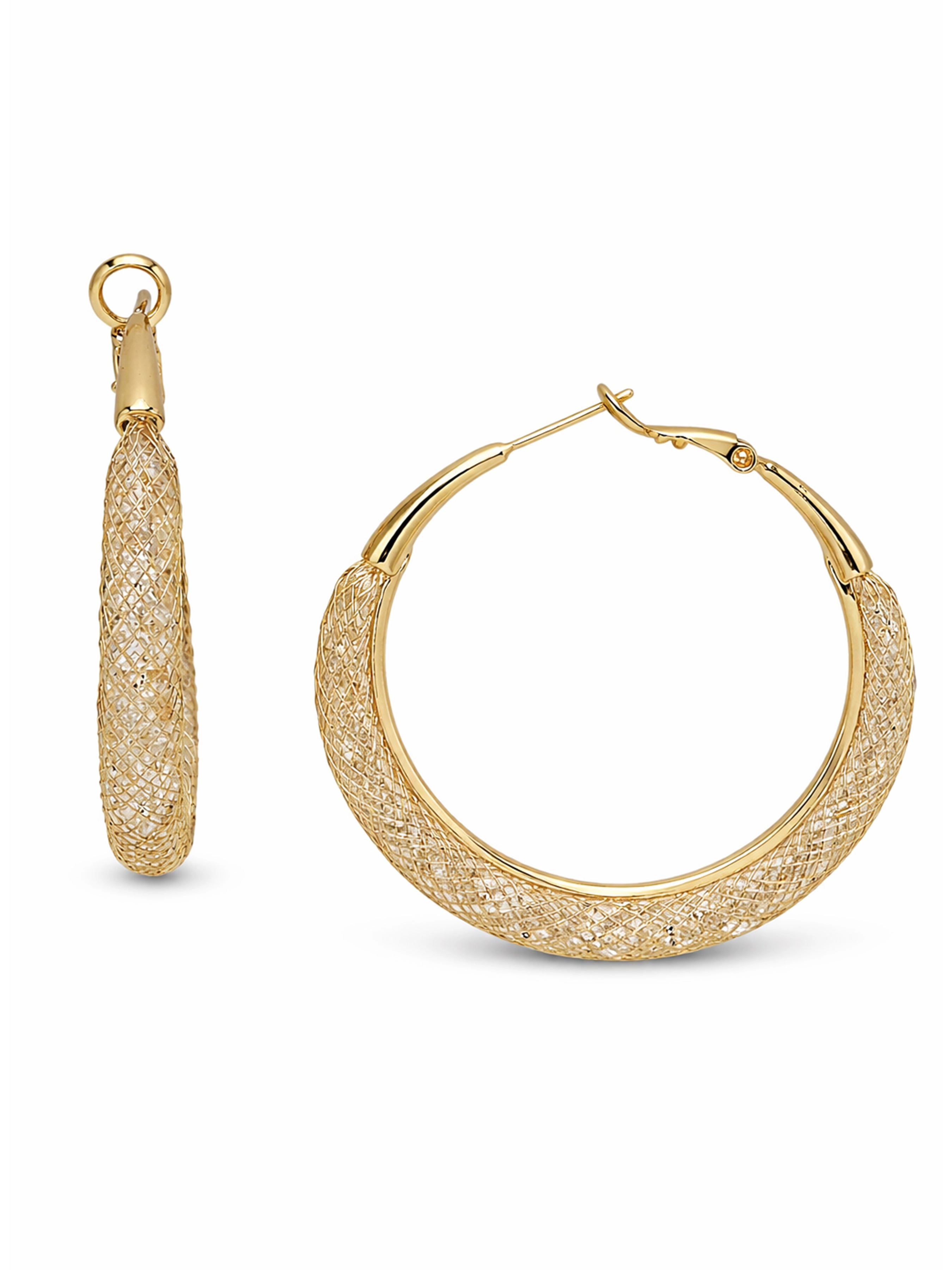 AGP PARIS Womens Textured Wide Hoop Earrings