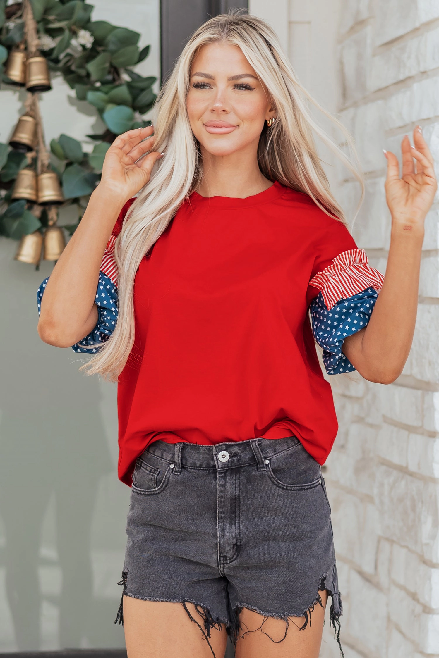 Threaded Pear Women's Aspyn Short Puff Sleeve Top