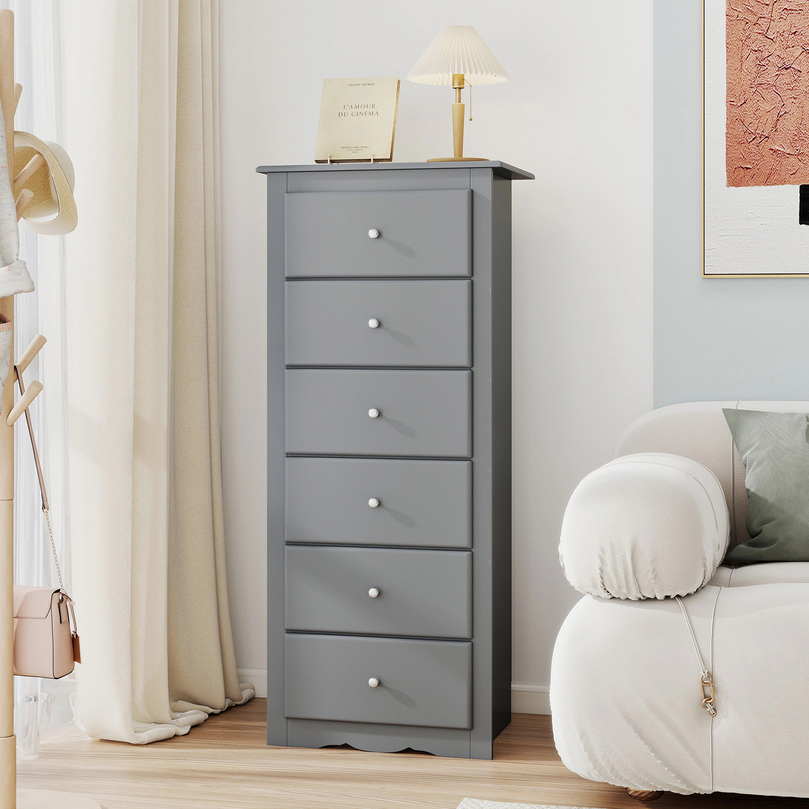 LJG 6 Drawers Chest Dresser Clothes Storage Bedroom Furniture Cabinet