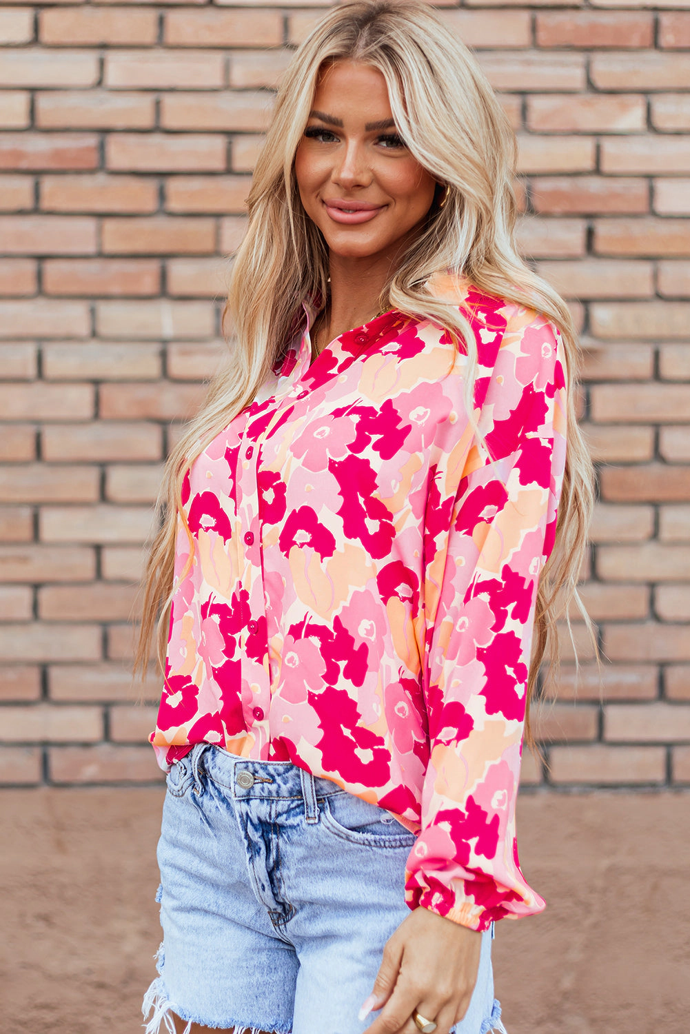 Threaded Pear Women's Tessa Floral Buttoned Shirt