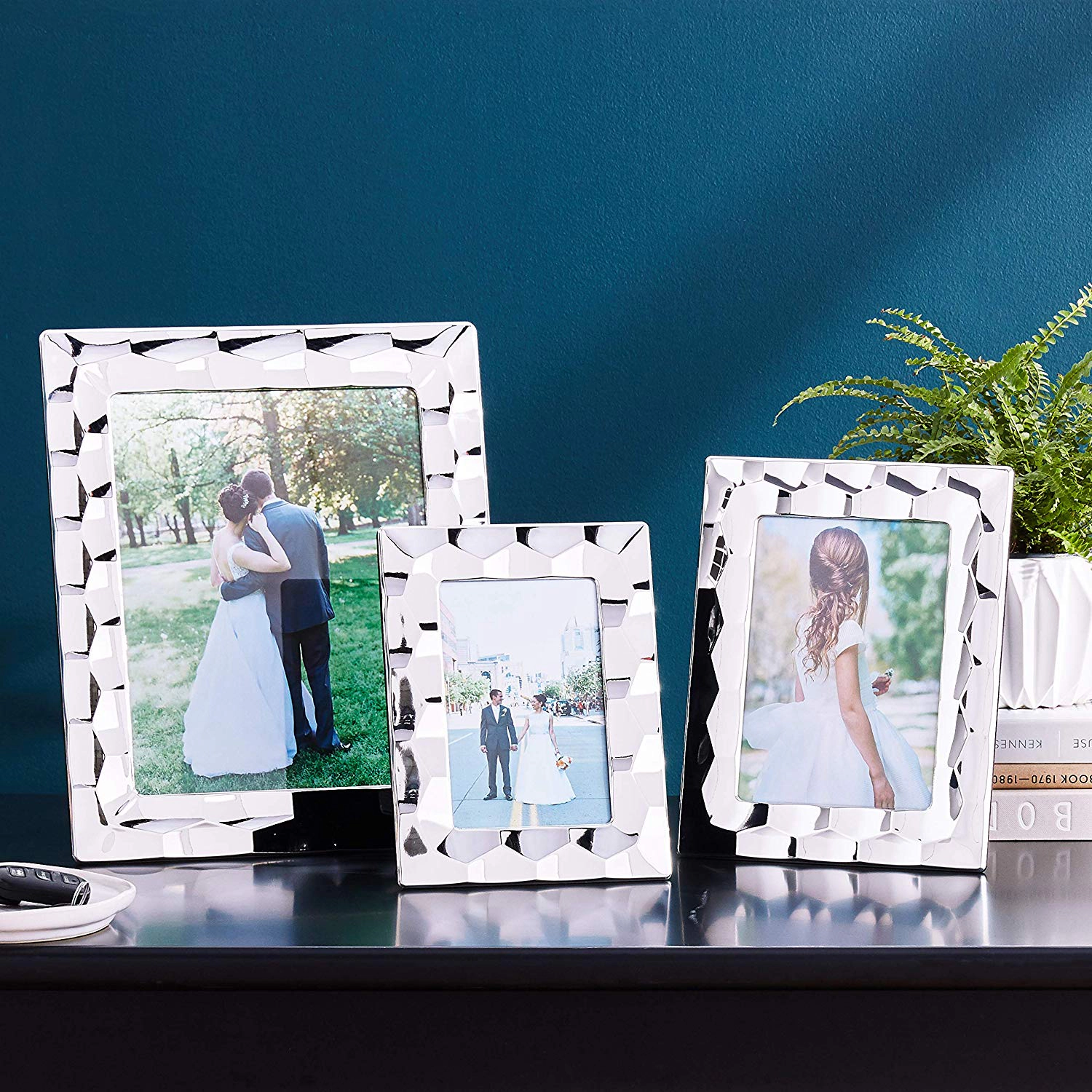 Jiallo Cambridge Placed Silver-Plated 5x7 Frame with Prism Border