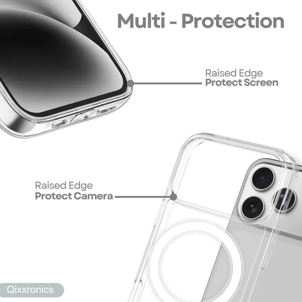 Qixxronics for iPhone 17 Pro Magnetic Case Shockproof Phone Cover Compatible with Wireless Charging for iPhone 17 Pro