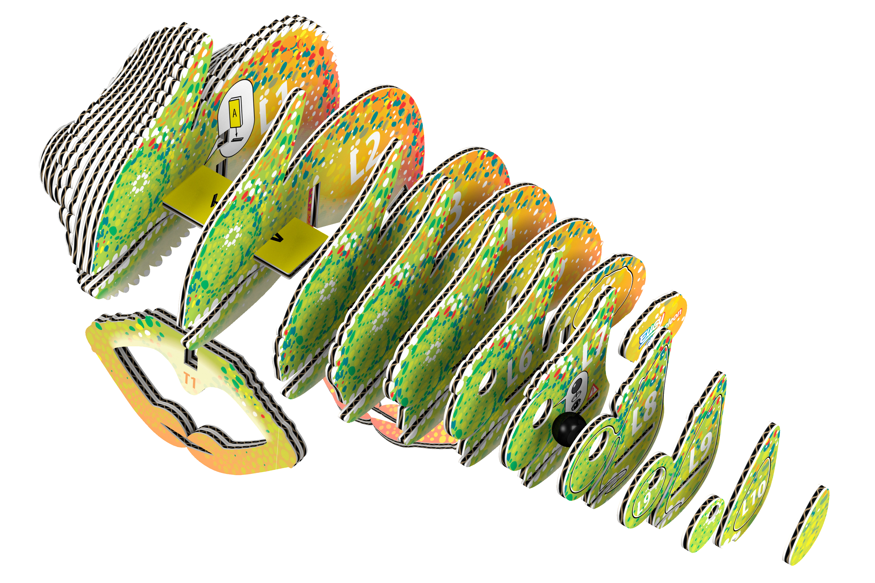 EUGY Chameleon 3D Puzzle - contains 31 puzzle pieces