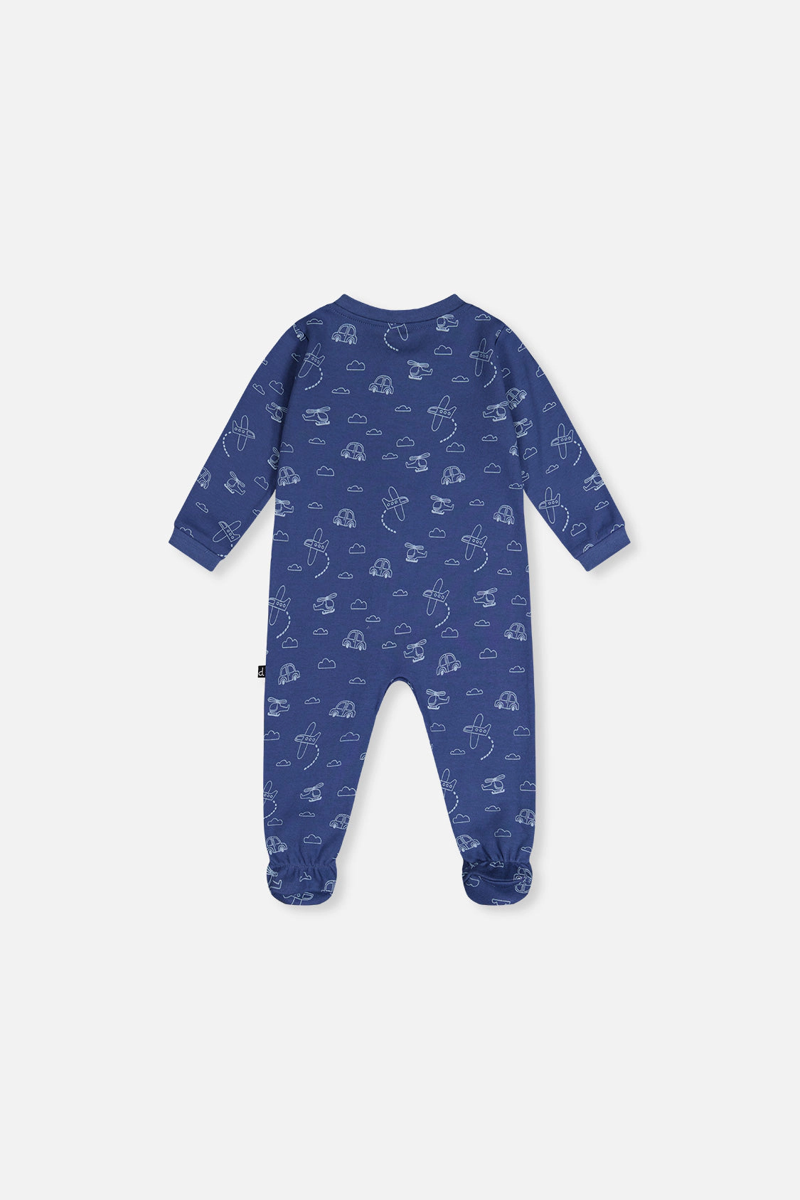 Deux par Deux Boys Organic Cotton Transport Print Front Zip Footed One Piece Pajama