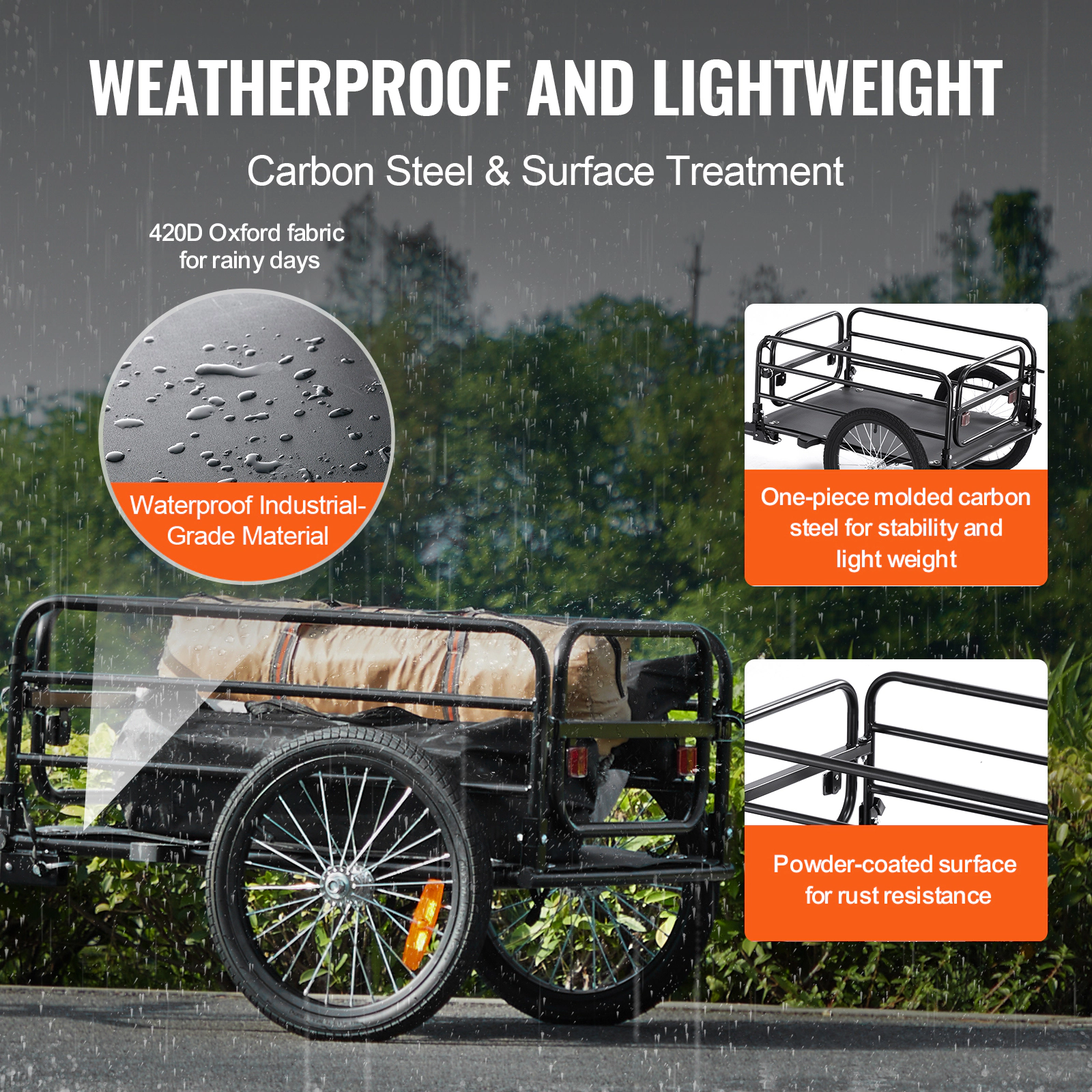 HONGGE Bike Cargo Trailer Capacity Heavy-Duty Bicycle Wagon Cart Foldable Compact Storage with Universal Hitch Bike