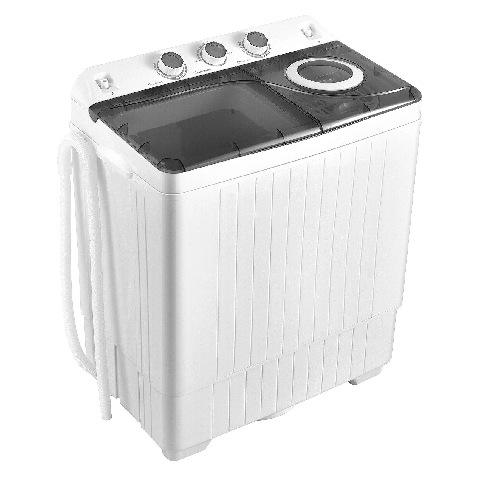 SUGIFT Twin Tub Portable Washing Machine with Built-In Drain Pump 18-lb Wash 8-lb Spin Blue/Black