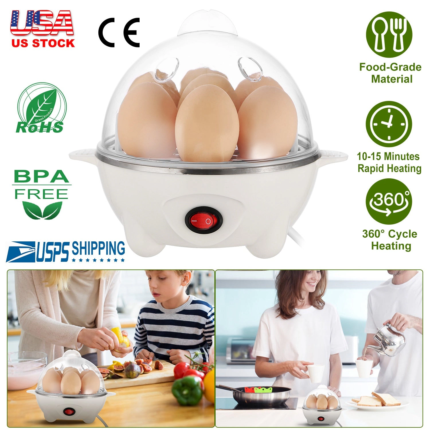 GBruno 7-Egg BPA-Free Electric Egg Cooker