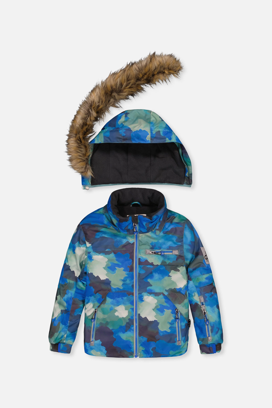 Deux par Boys Camouflage Print Two Piece Play Snowsuit with Hooded Jacket and Snow Pants