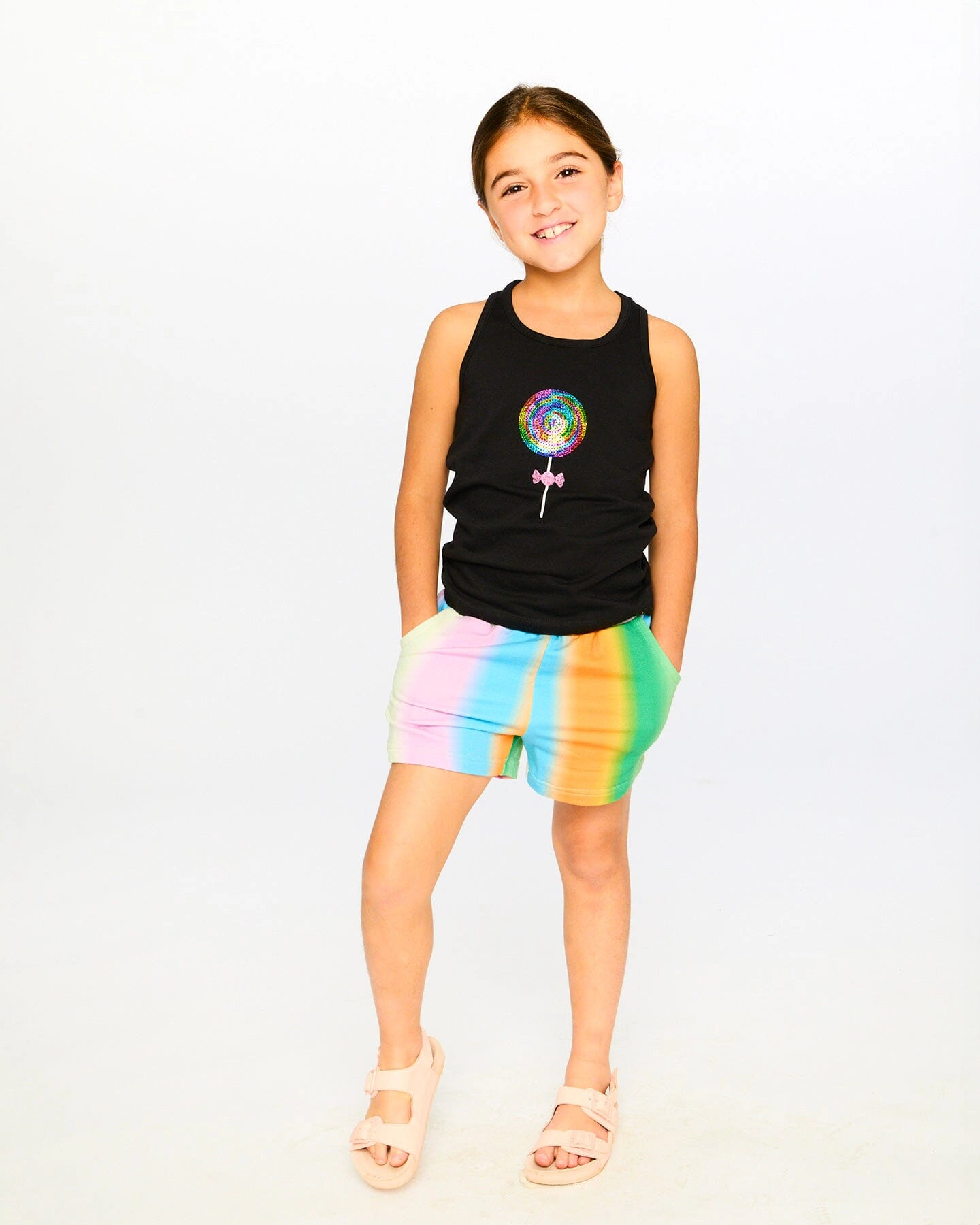 Deux par Girls Organic Cotton Lollipop Sequin Tank Top
