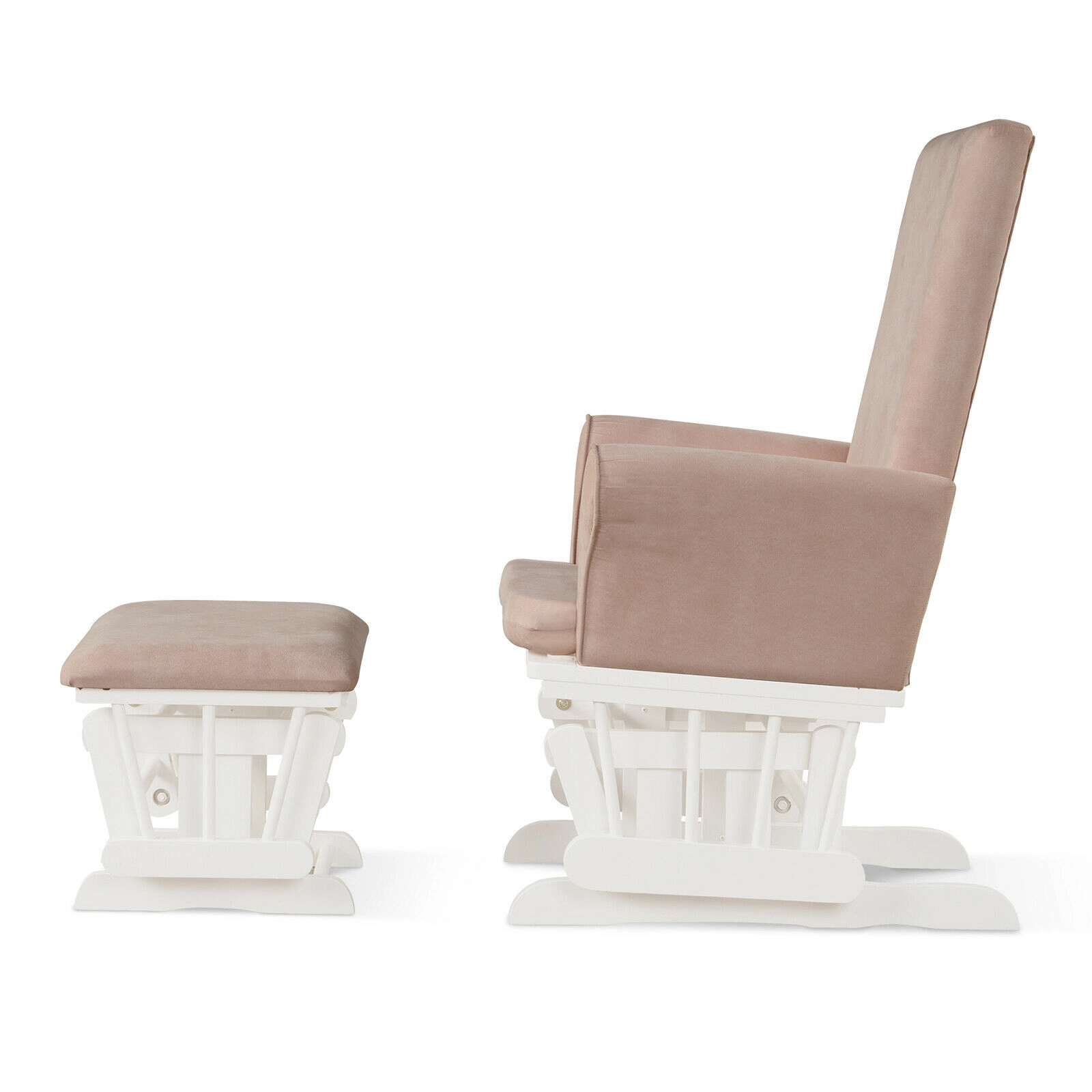 SUGIFT Nursery Rocking Glider Chair and Ottoman Cushion Set 300-lb Glider 225-lb Ottoman Capacity Pink Brown Coffee