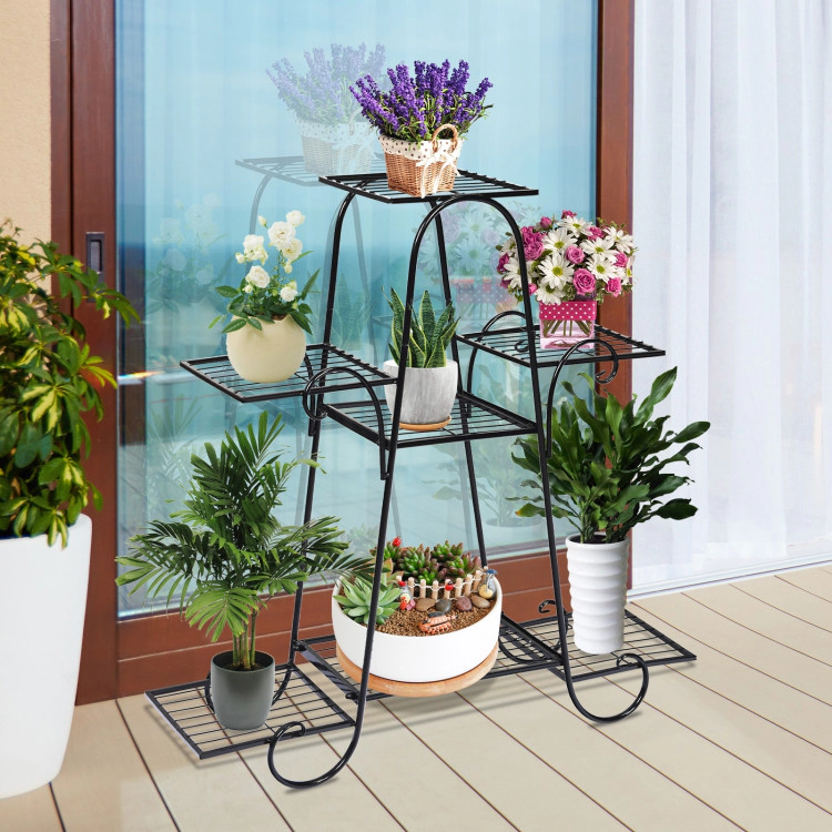 Hivvago 7-Tier Metal Plant Stand For Patio And Garden