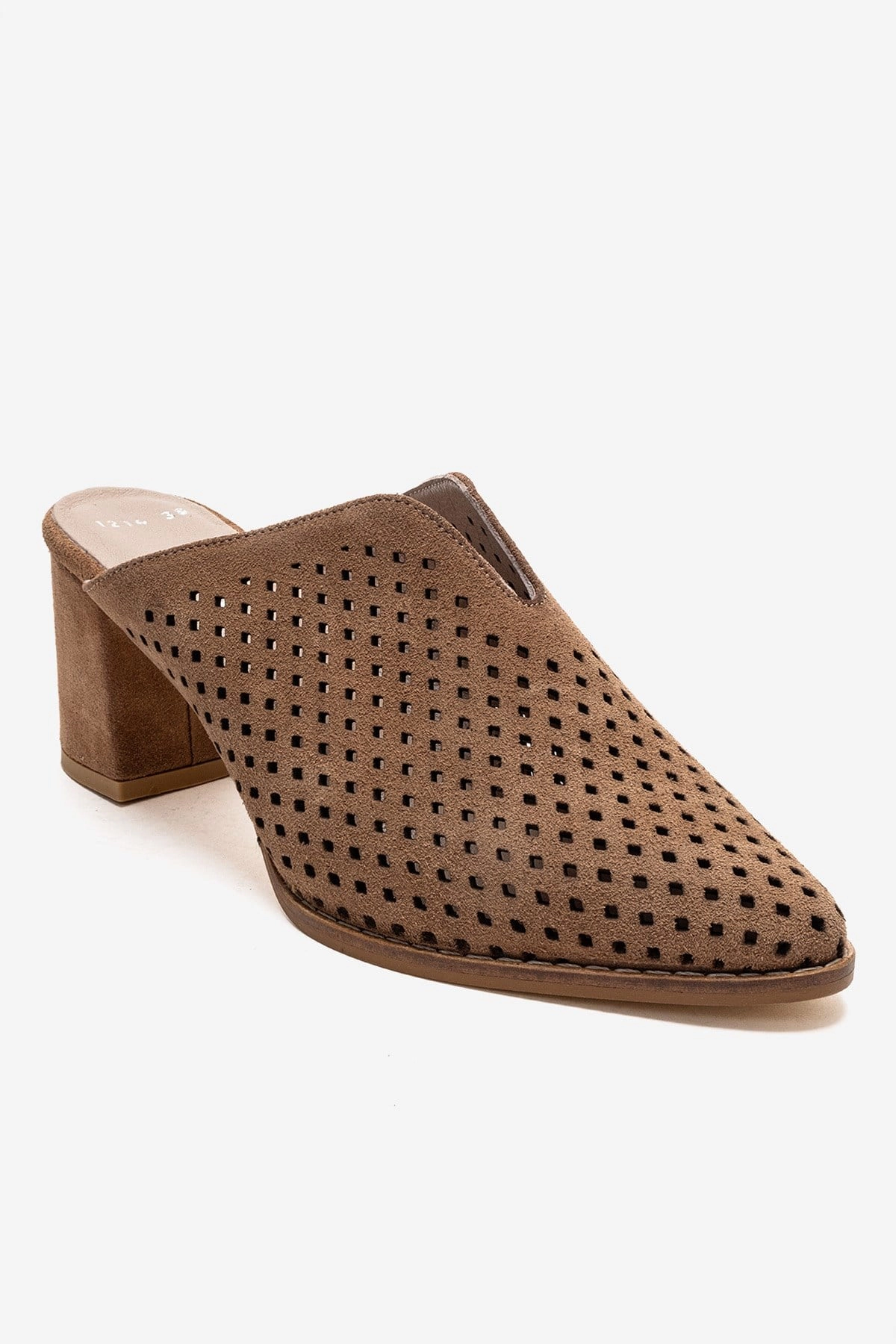 Forever & Always Womens Toen Leather Block Heel Mules