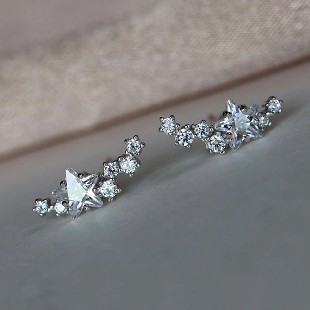 Fashion Zirconia Stars Ear Climber Stud Earring