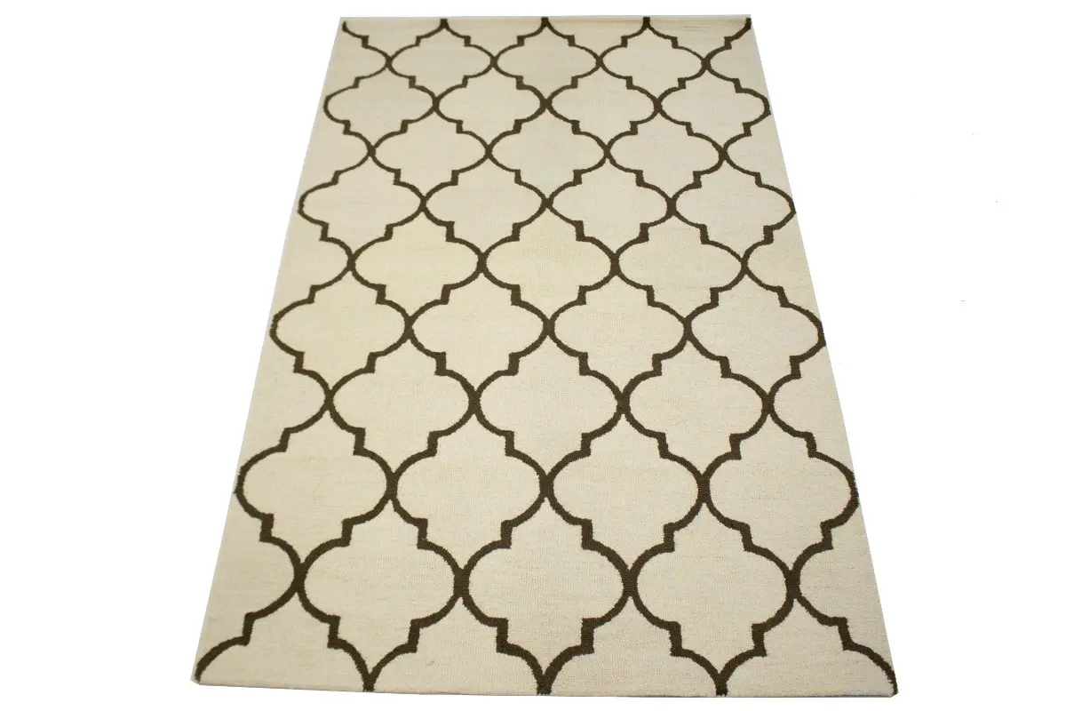 Magic Rugs Cream & Brown Floral Trellis Design 5X8 Hand-Tufted Modern Rug
