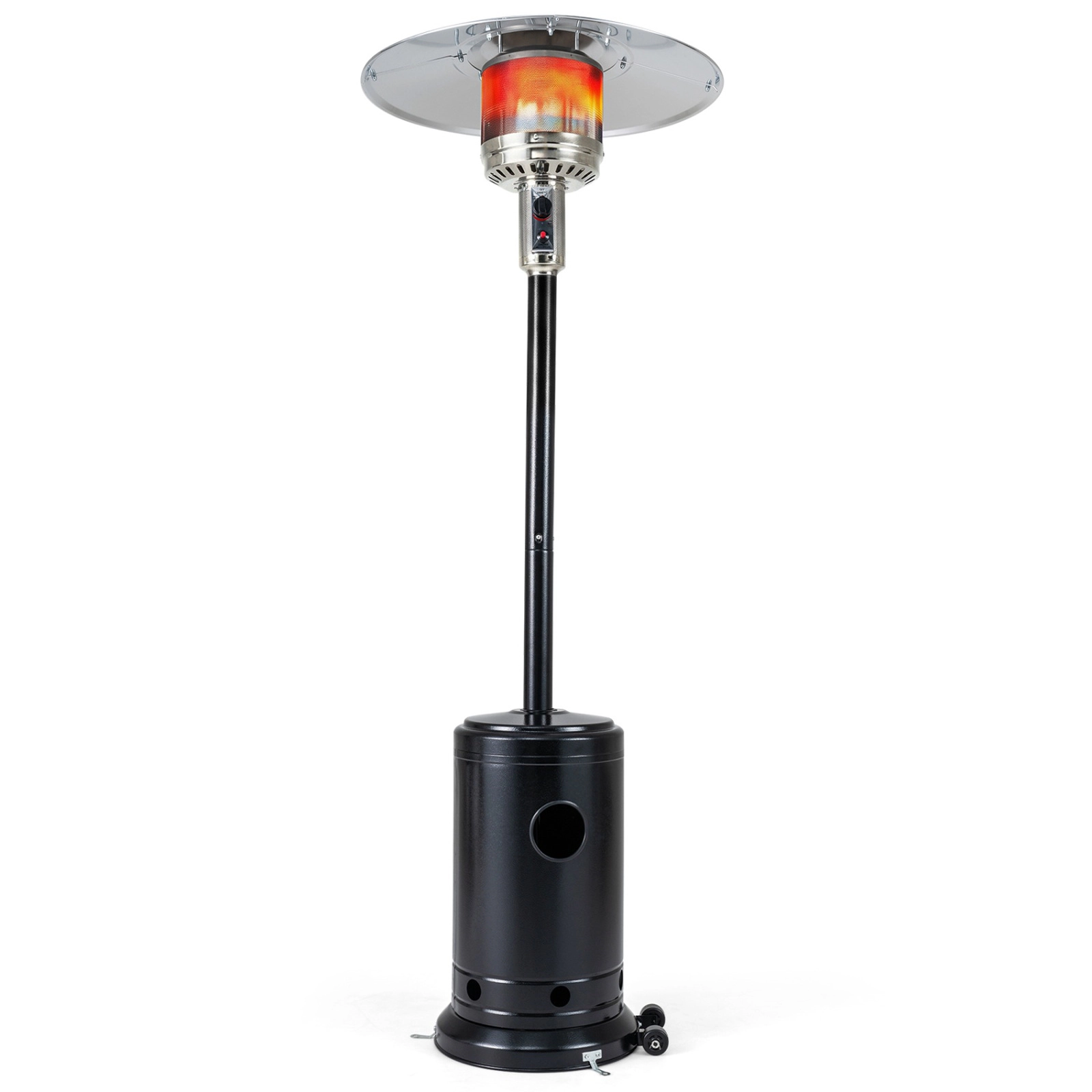 SUGIFT 50000-BTU Black 20-ft Coverage Propane Patio Heater with Stainless Steel Burner and Built-in Wheels