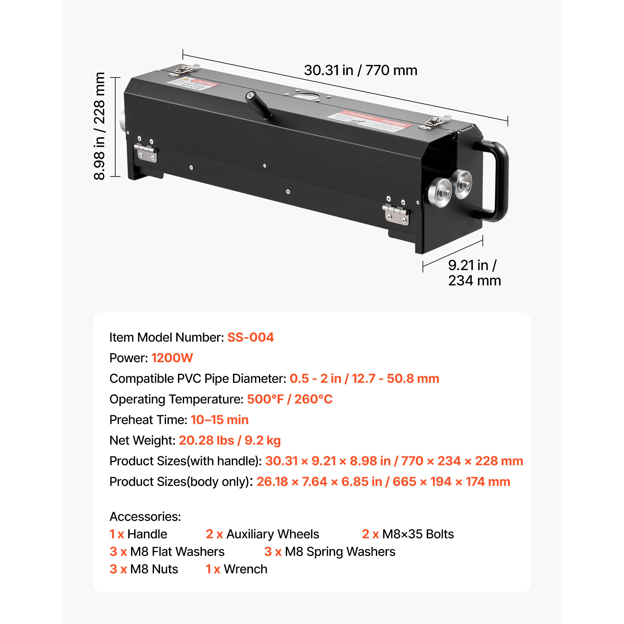 HONGGE Electric PVC Conduit Heater 1/2" Pipe Bending Tool with Carrying Handle for Construction Crews and DIY