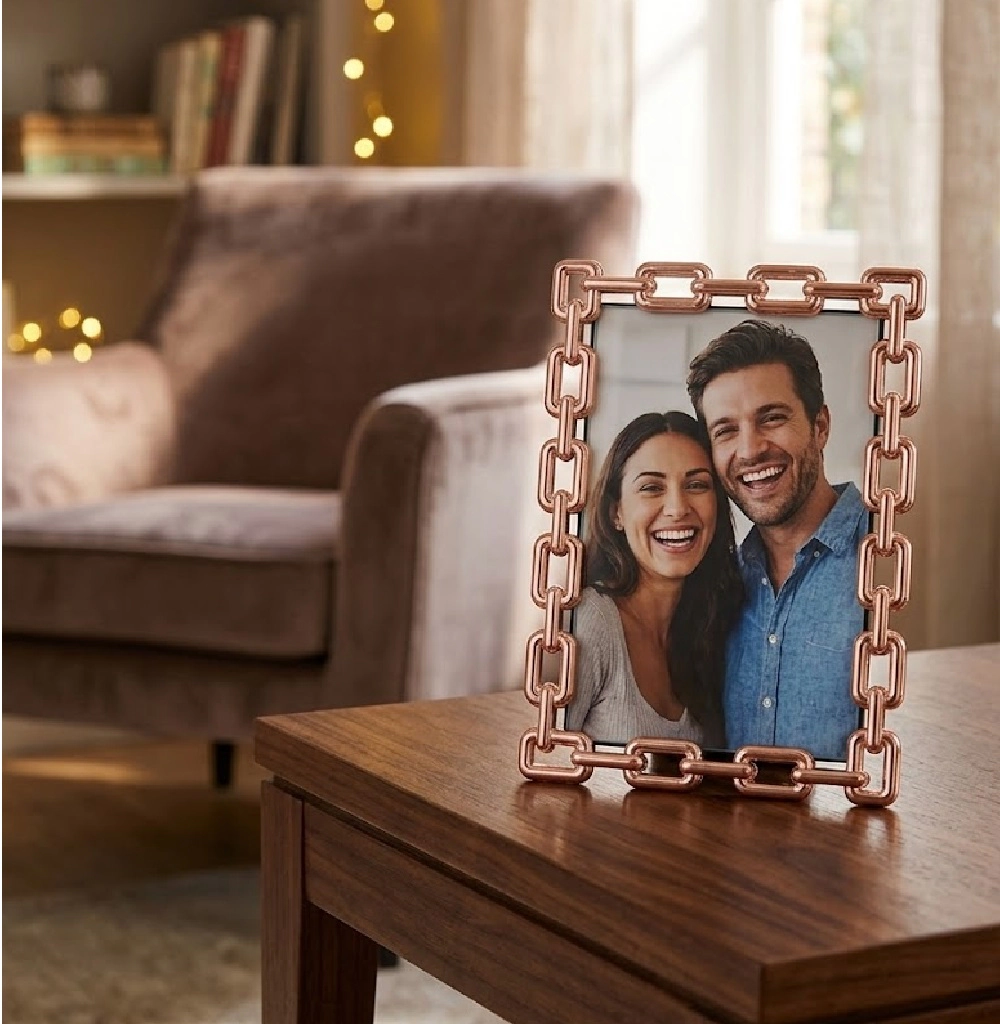 Jiallo Elegant Rose Gold Chain Link 4x6 Photo Frame