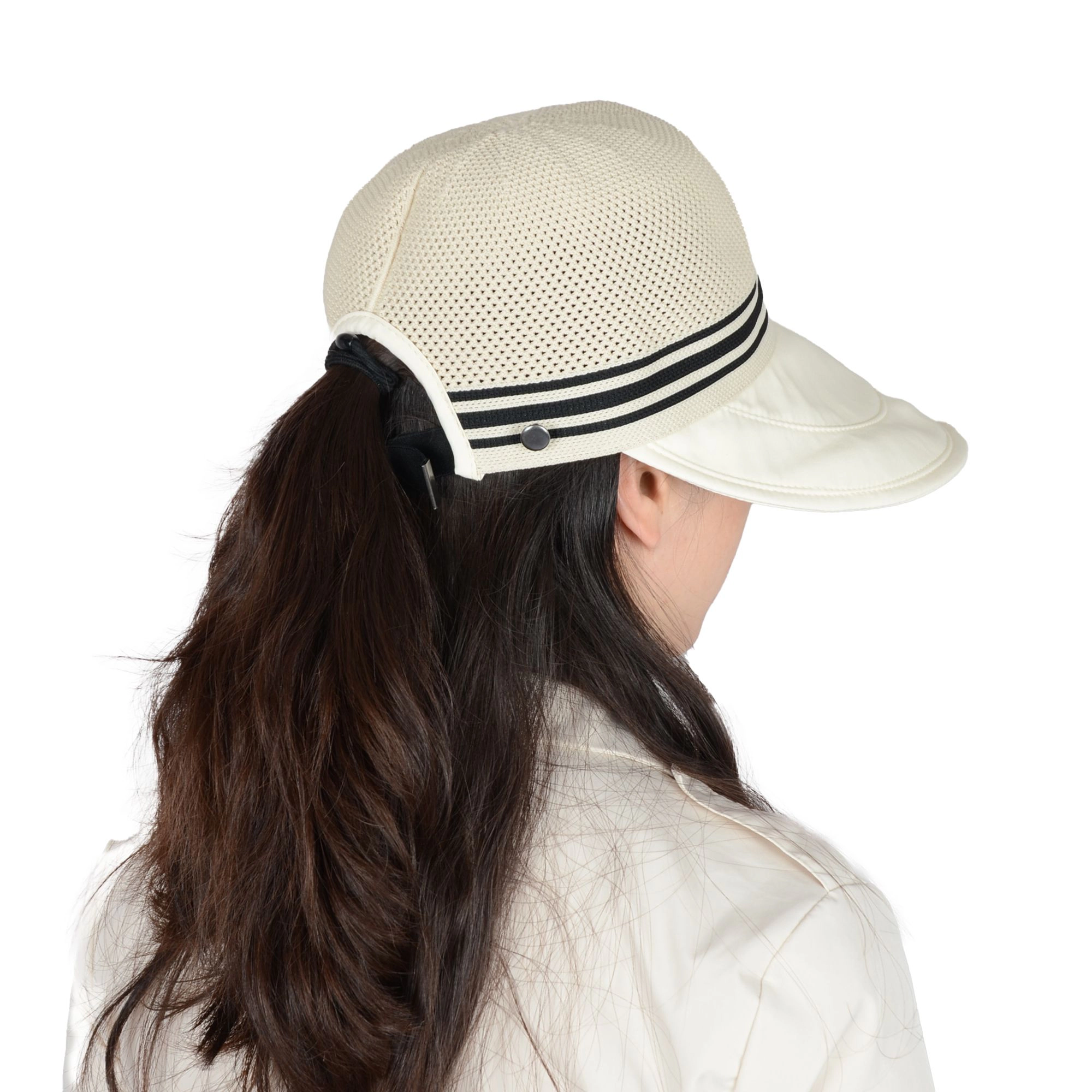 Anna-Kaci Women's Breathable Mesh Sun Visor Cap with Ponytail Slot Adjustable Strap and Wide Brim