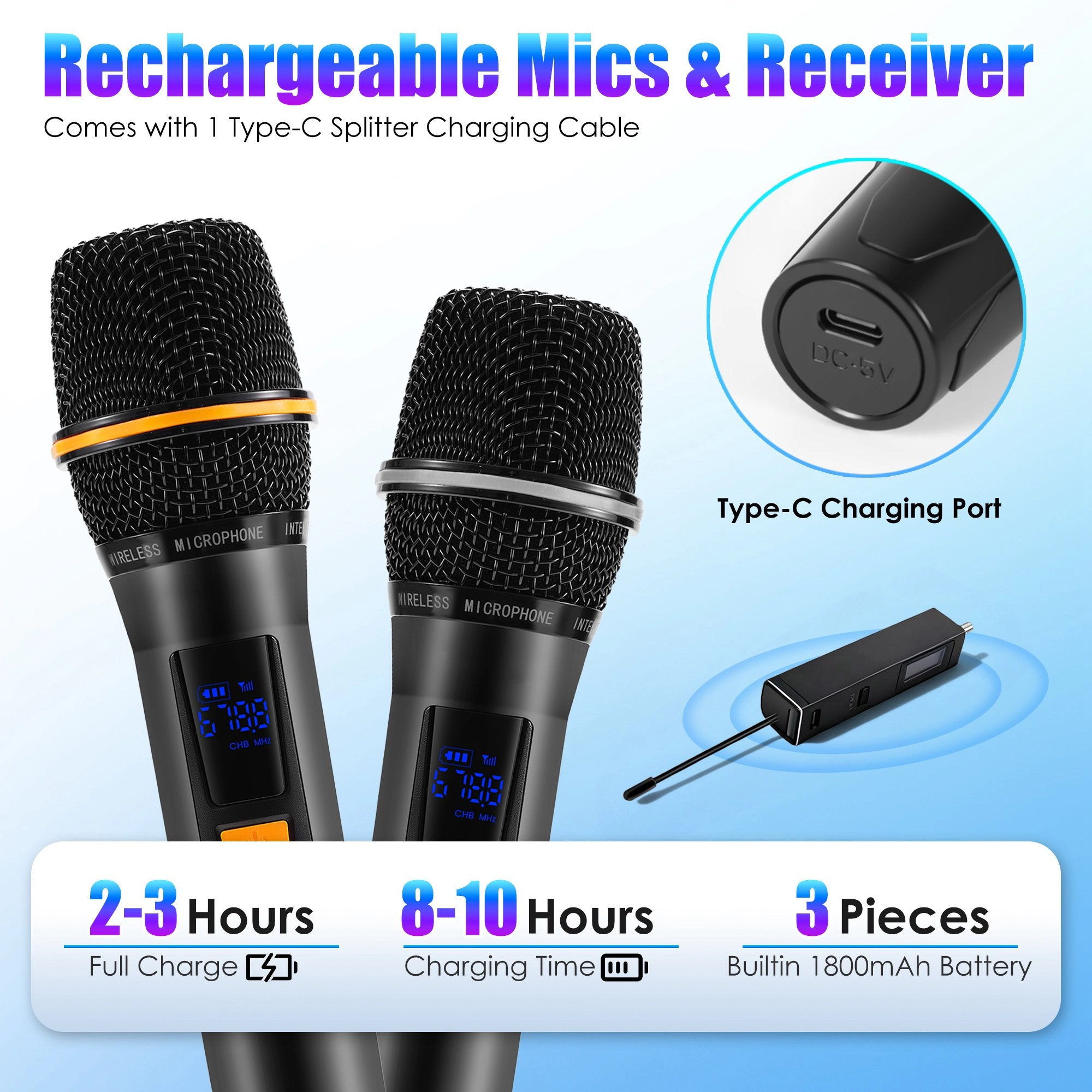 GBruno UHF Rechargeable Wireless Microphone System