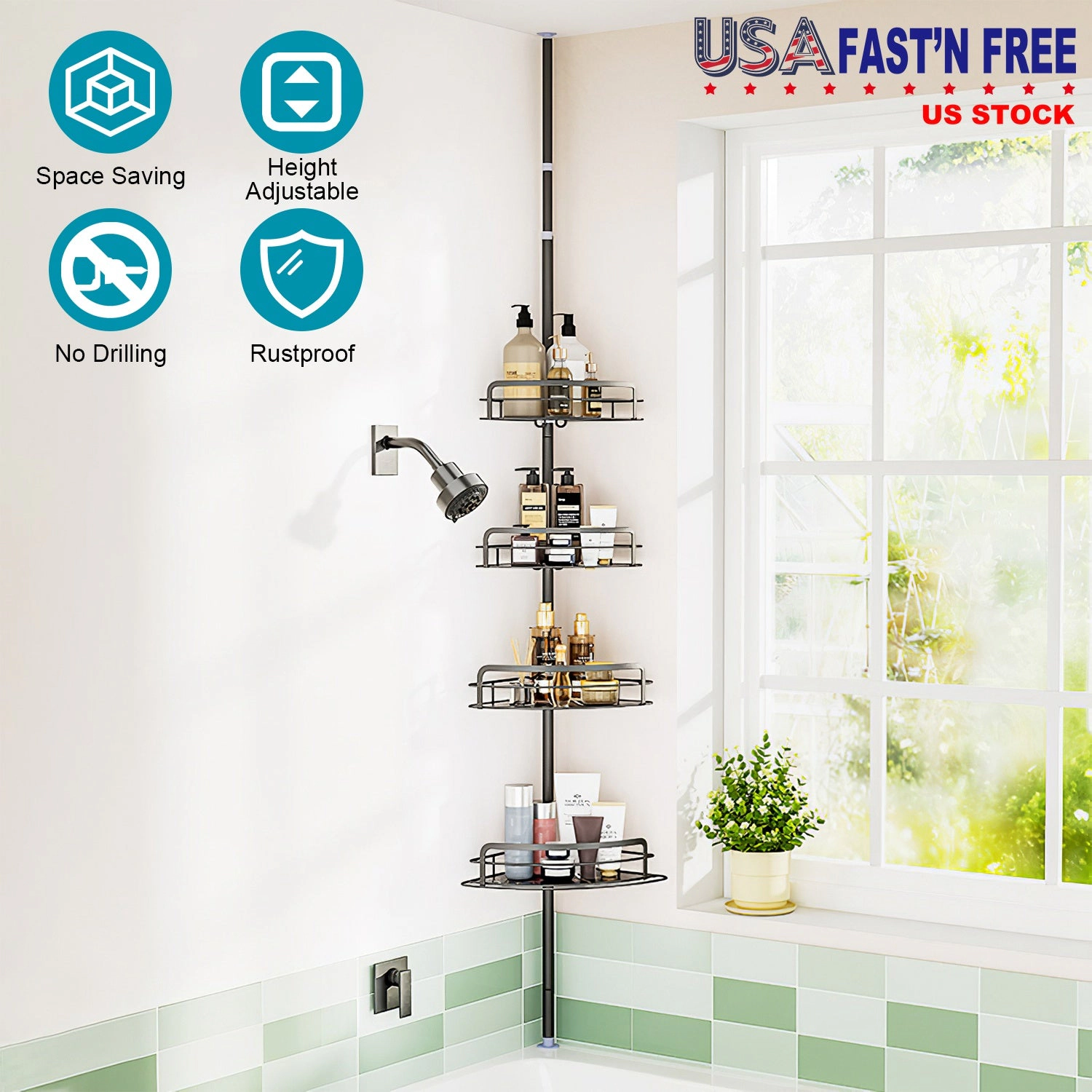 GBruno Rust-Resistant Corner Shower Caddy