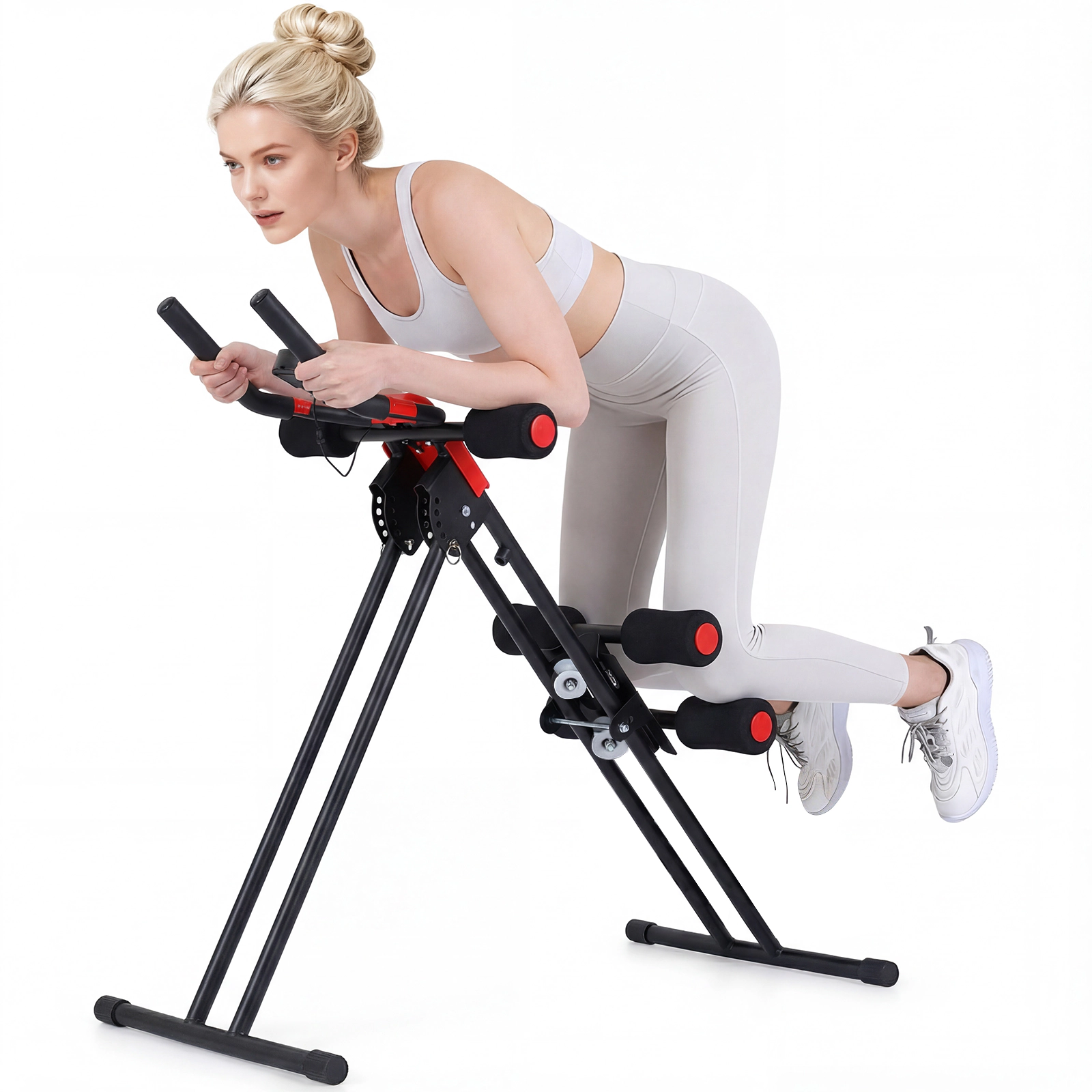 SUGIFT Black Folding Ab Workout Machine with 6-Level Incline and EVA Foam Pad 21-in D 36-in H 440-lb User Capacity