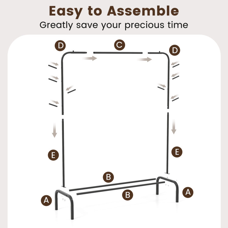 Hivvago Heavy Duty Clothes Rack 50-Inch Wide Metal Garment Wardrobe Rack