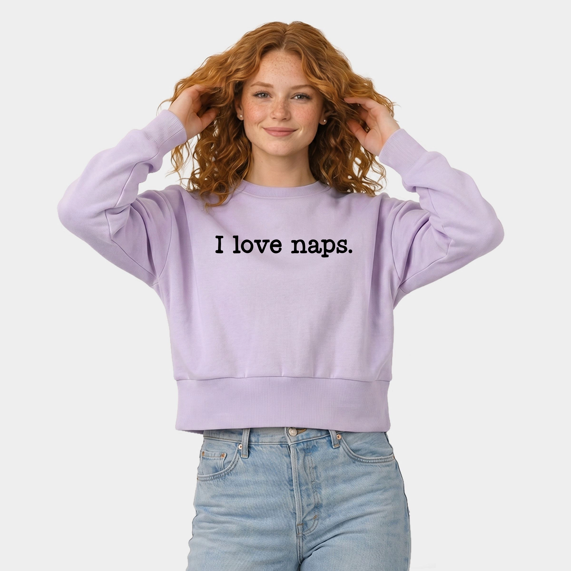 Simply Sage Market - Women's Cropped Sweatshirt I Love Naps Typewriter