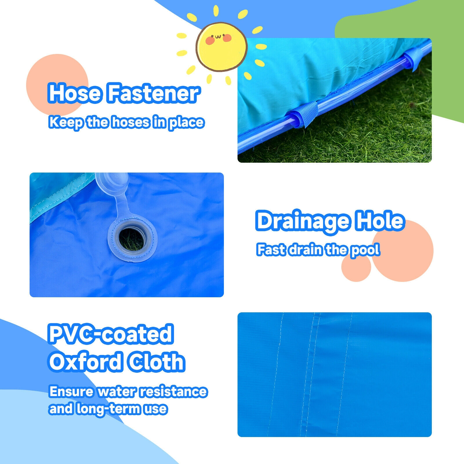 Hivvago Inflatable Waterslide Bounce House with Upgraded Handrail without Blower