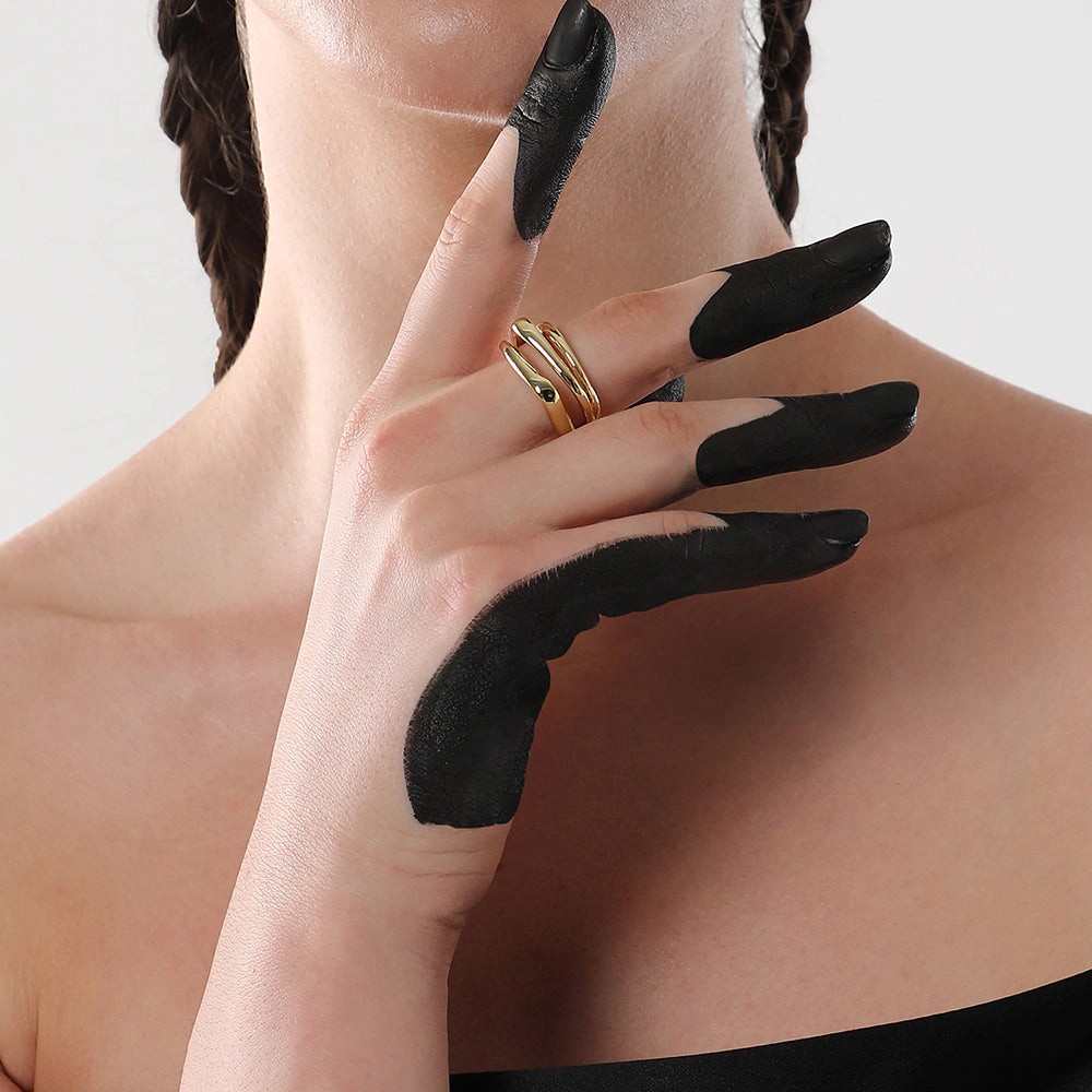 SOHI Women's California Gold the Baroque Statement Ring