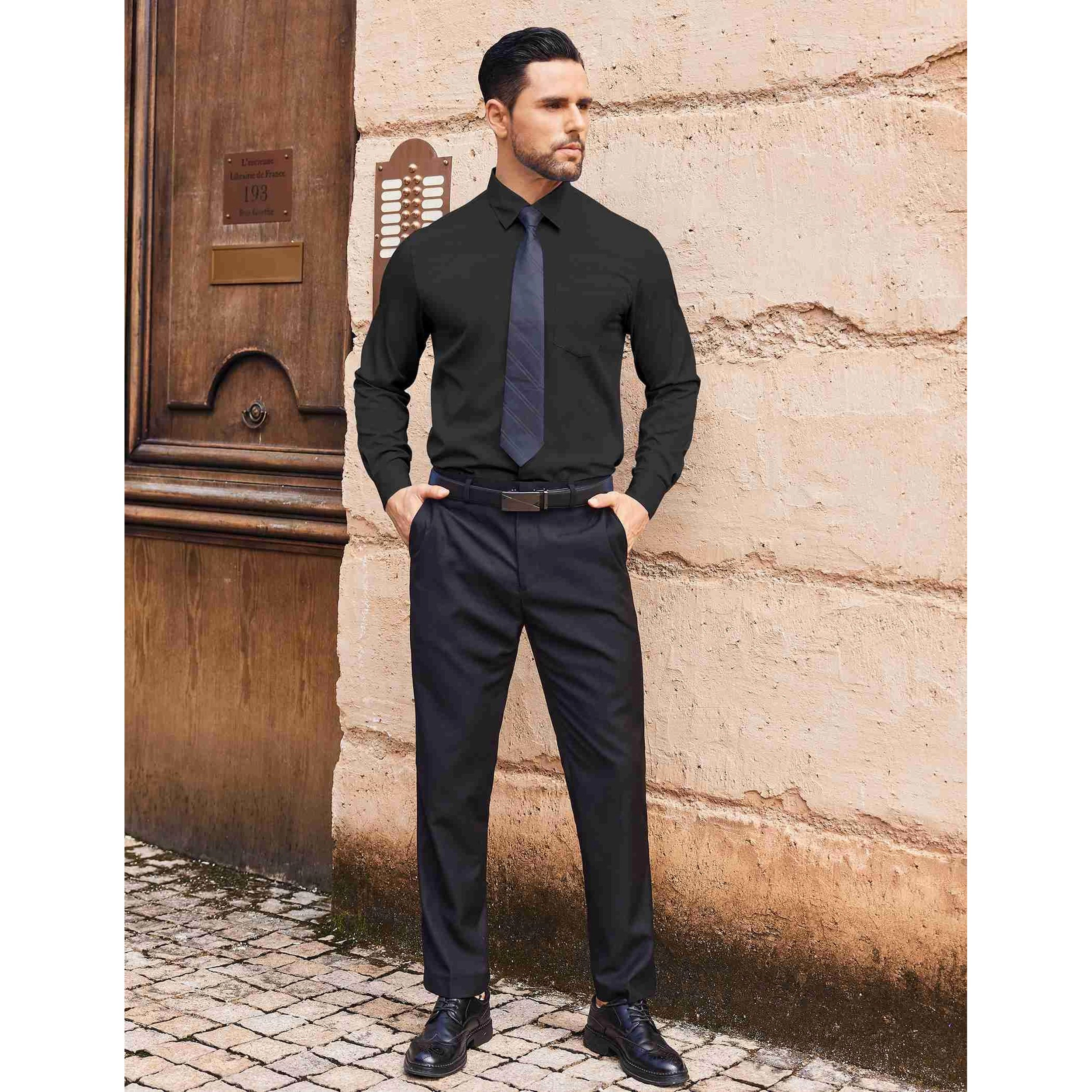 COOFANDY Mens Long Sleeve Dress Shirt Point Collar Button Up Casual Shirts